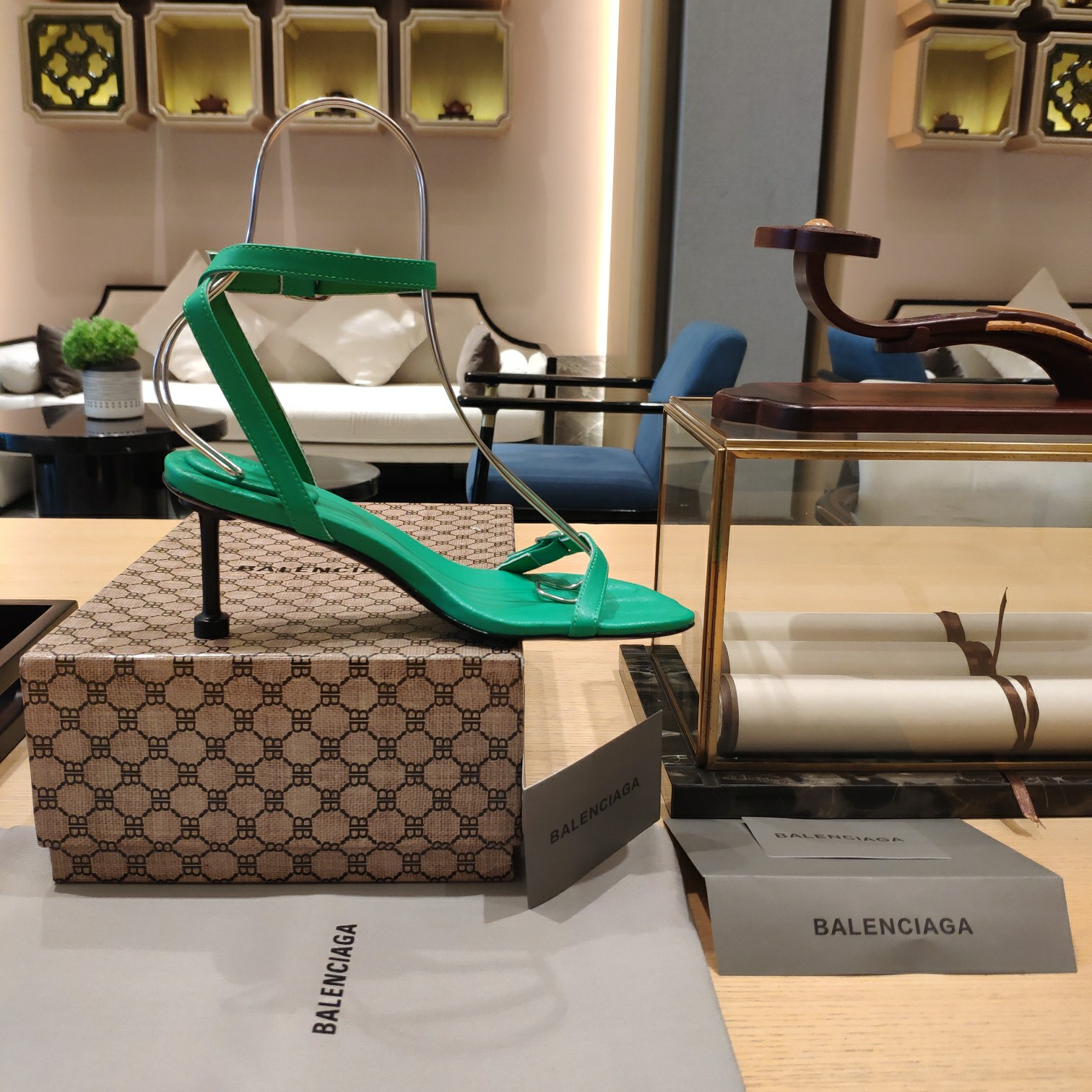 Balenciaga Logo High Heeled Sandals (7CM) - PerfectKickZ