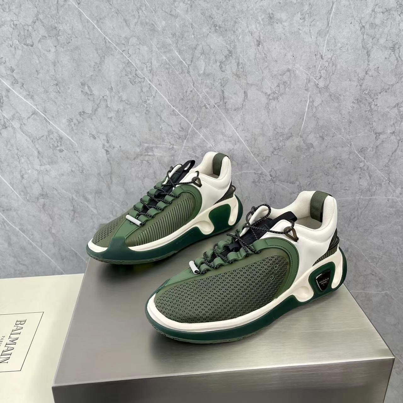 Balmain Bicolor Gummy Leather And Mesh B-Runner Sneakers - PerfectKickZ