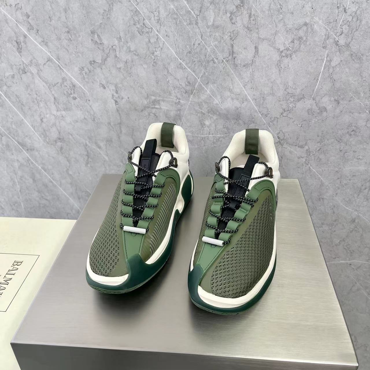 Balmain Bicolor Gummy Leather And Mesh B-Runner Sneakers - PerfectKickZ