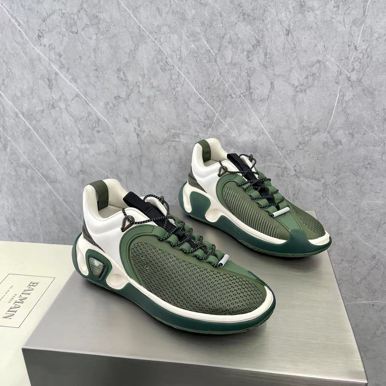 Balmain Bicolor Gummy Leather And Mesh B-Runner Sneakers - PerfectKickZ