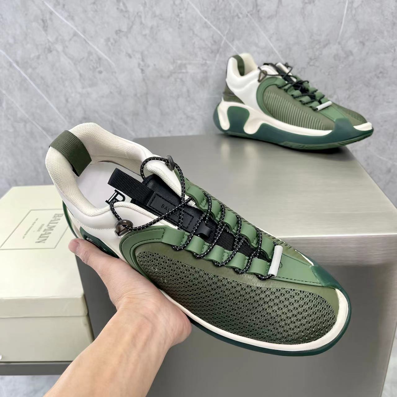 Balmain Bicolor Gummy Leather And Mesh B-Runner Sneakers - PerfectKickZ