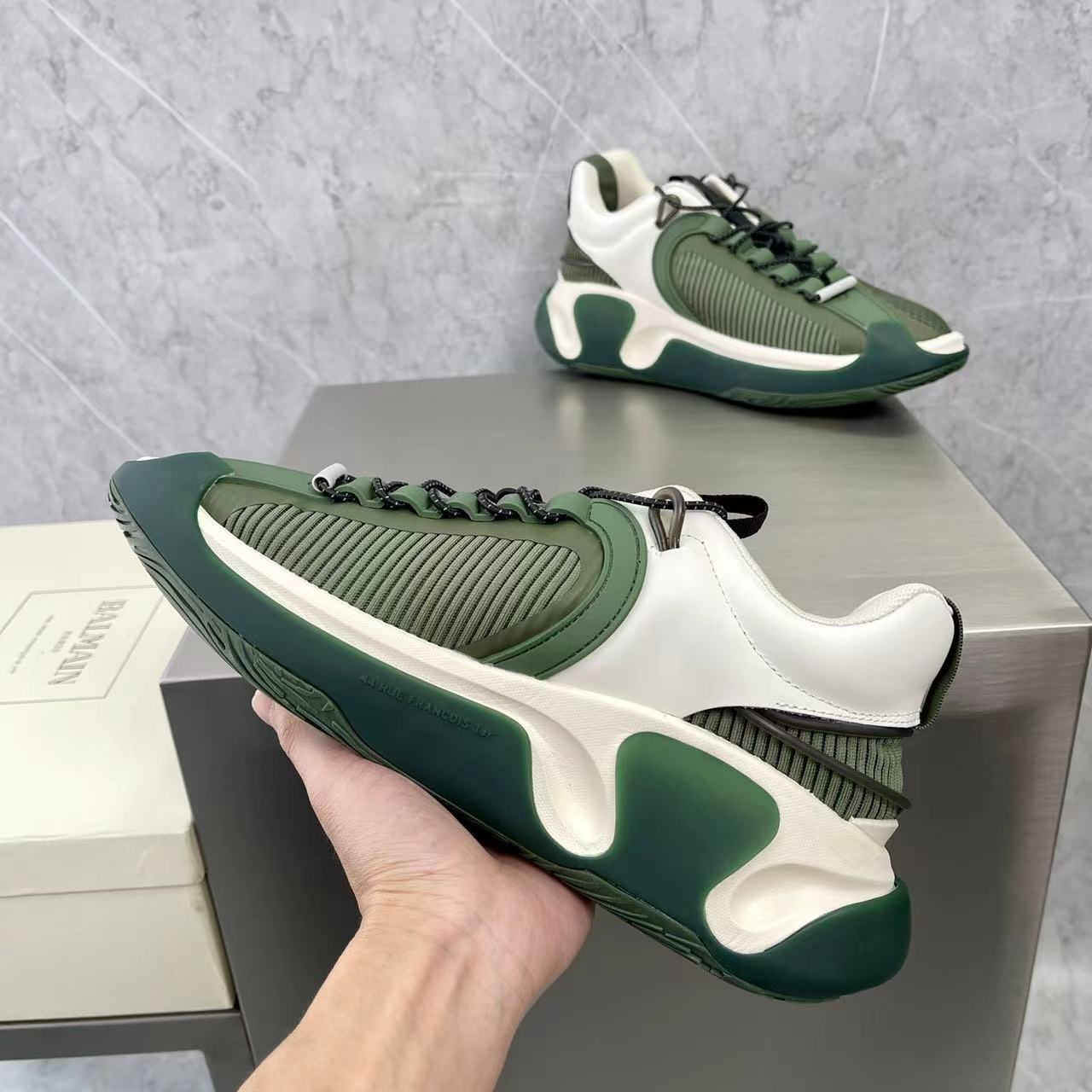 Balmain Bicolor Gummy Leather And Mesh B-Runner Sneakers - PerfectKickZ