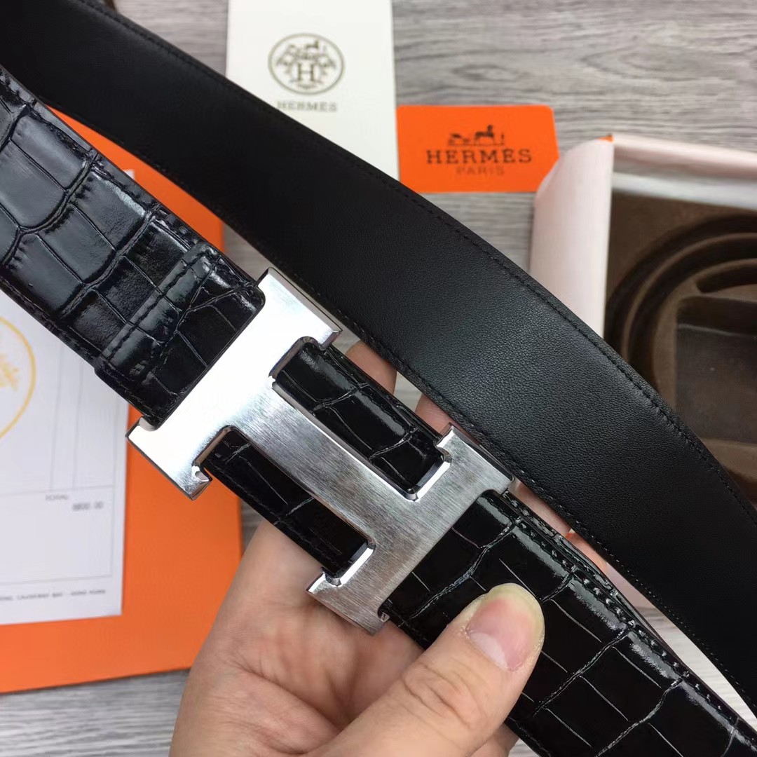 Hermes Black Leather Belt - PerfectKickZ