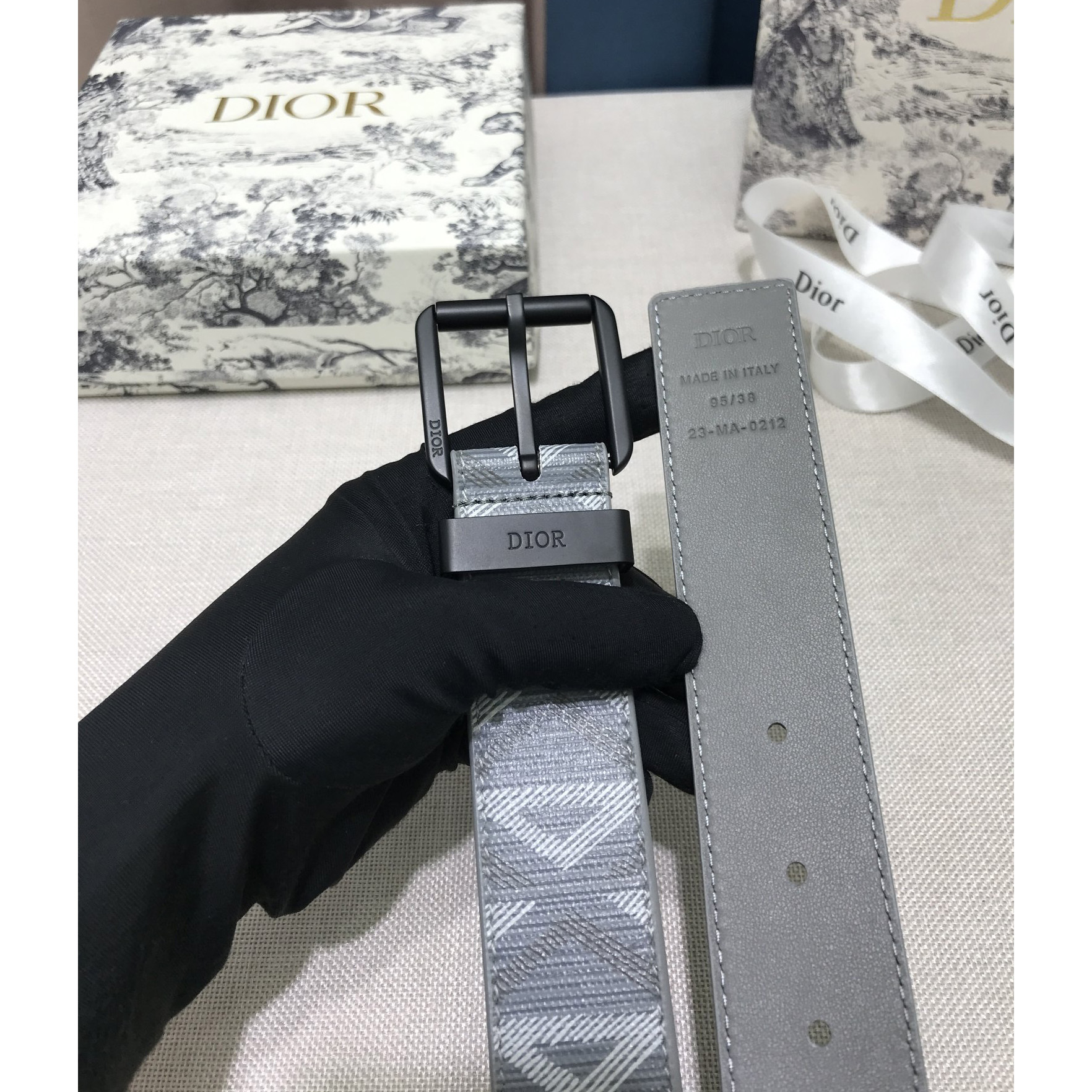 Dior CD Diamond Print  40mm Belt  - PerfectKickZ