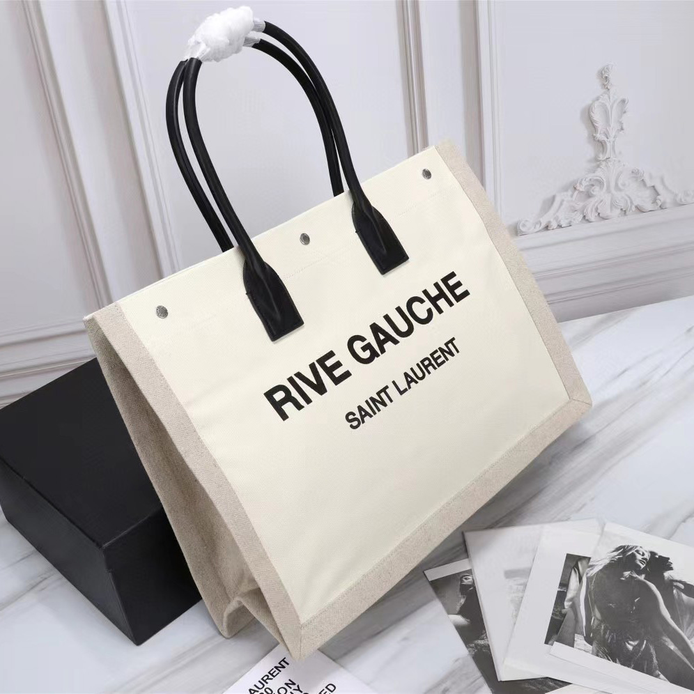 Saint Laurent Rive Gauche Canvas Tote(48-36-16cm) - PerfectKickZ