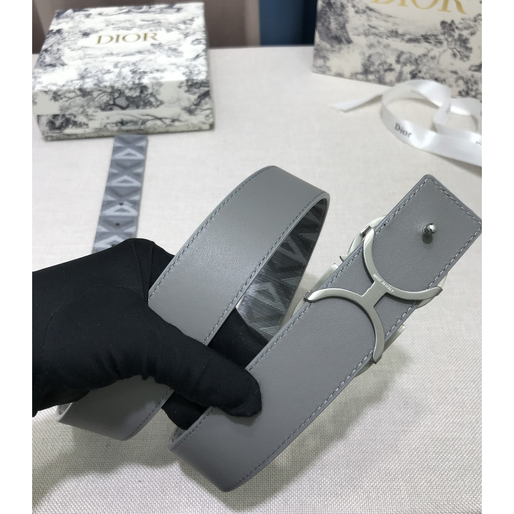 Dior CD Diamond Print  40mm Reversible Belt  - PerfectKickZ