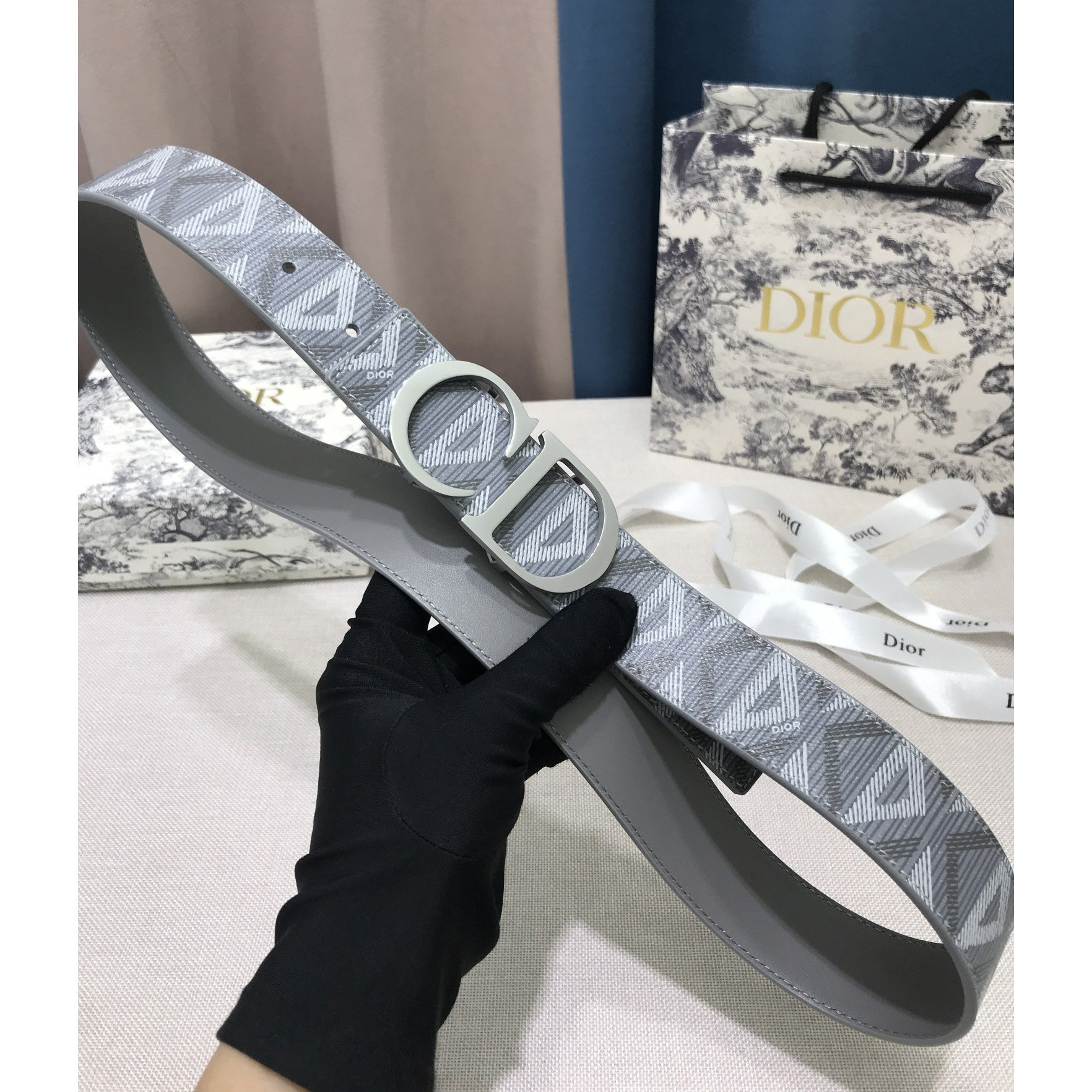 Dior CD Diamond Print  40mm Reversible Belt  - 