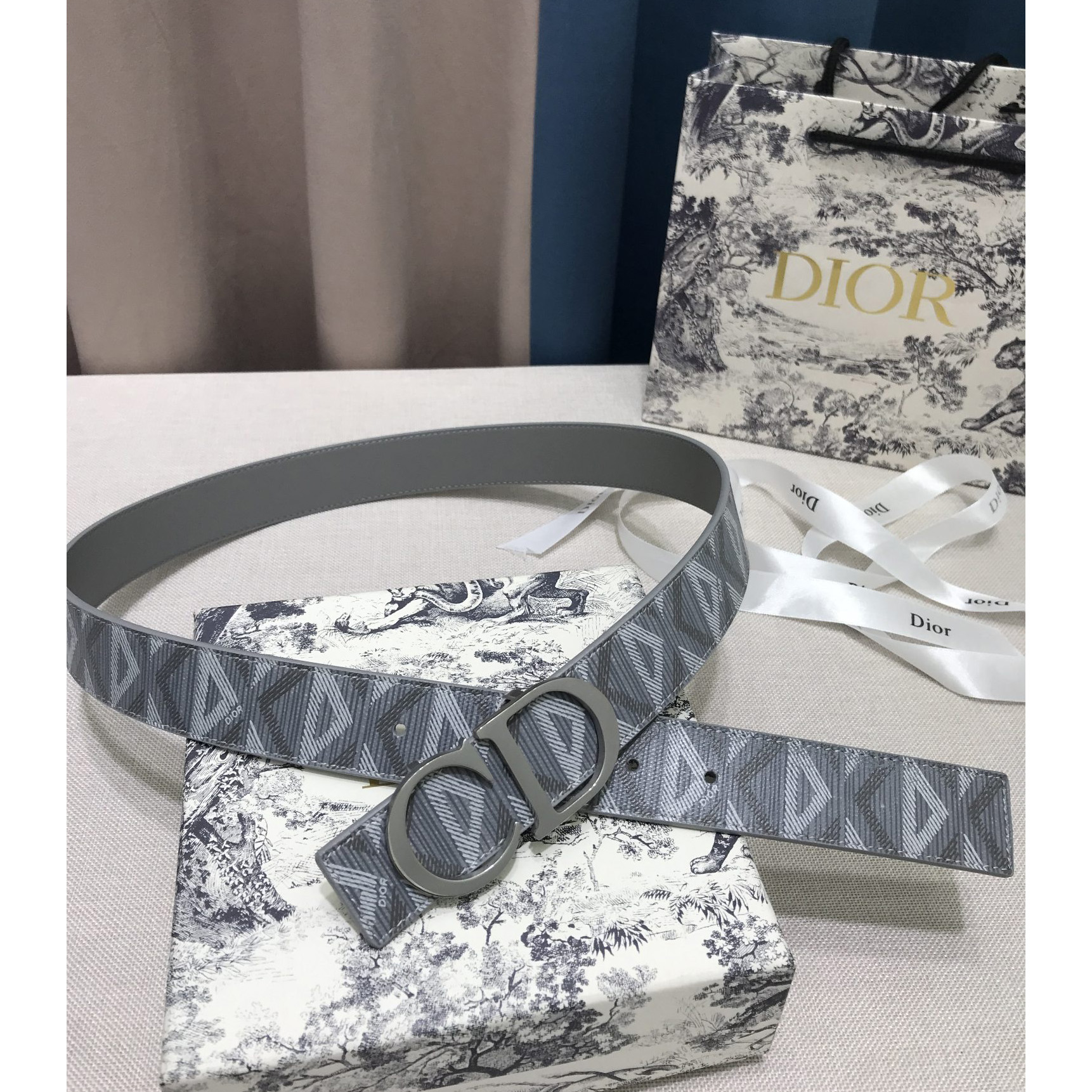 Dior CD Diamond Print  40mm Reversible Belt  - 