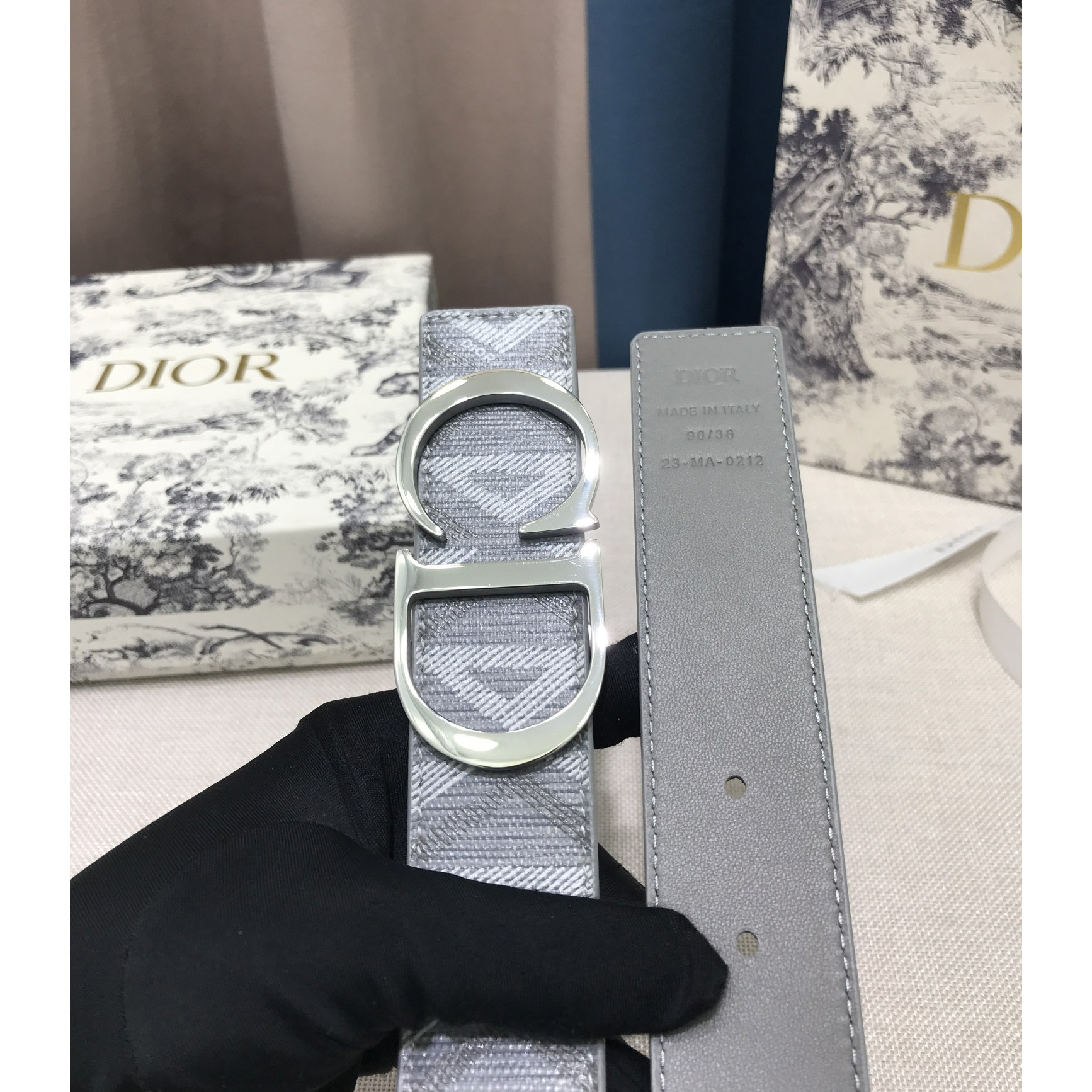 Dior CD Diamond Print  40mm Reversible Belt  - 