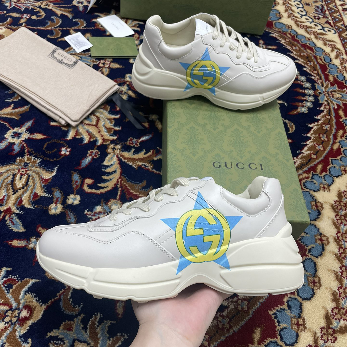 Gucci Men's Rhyton Star Print Sneakers - PerfectKickZ