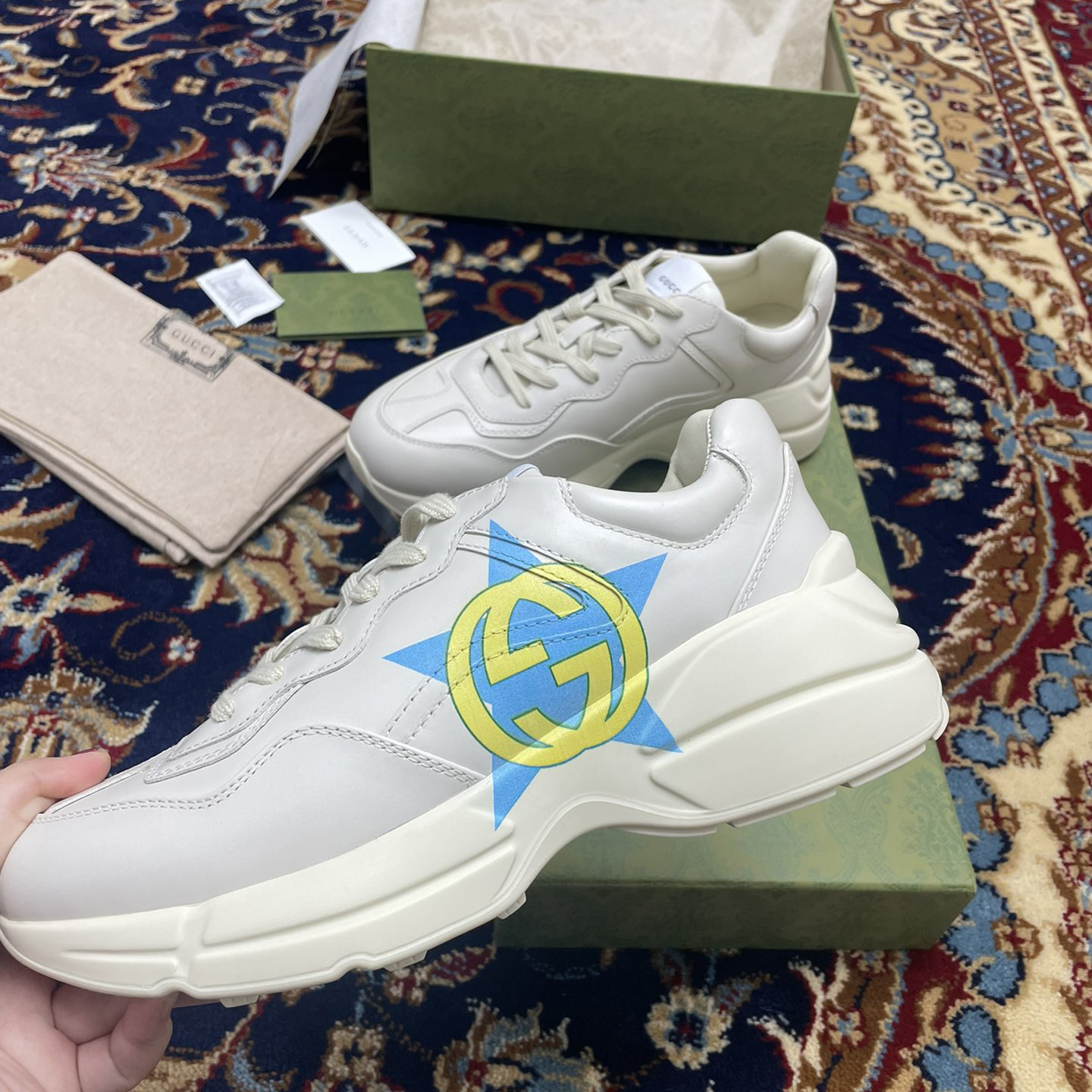 Gucci Men's Rhyton Star Print Sneakers - PerfectKickZ