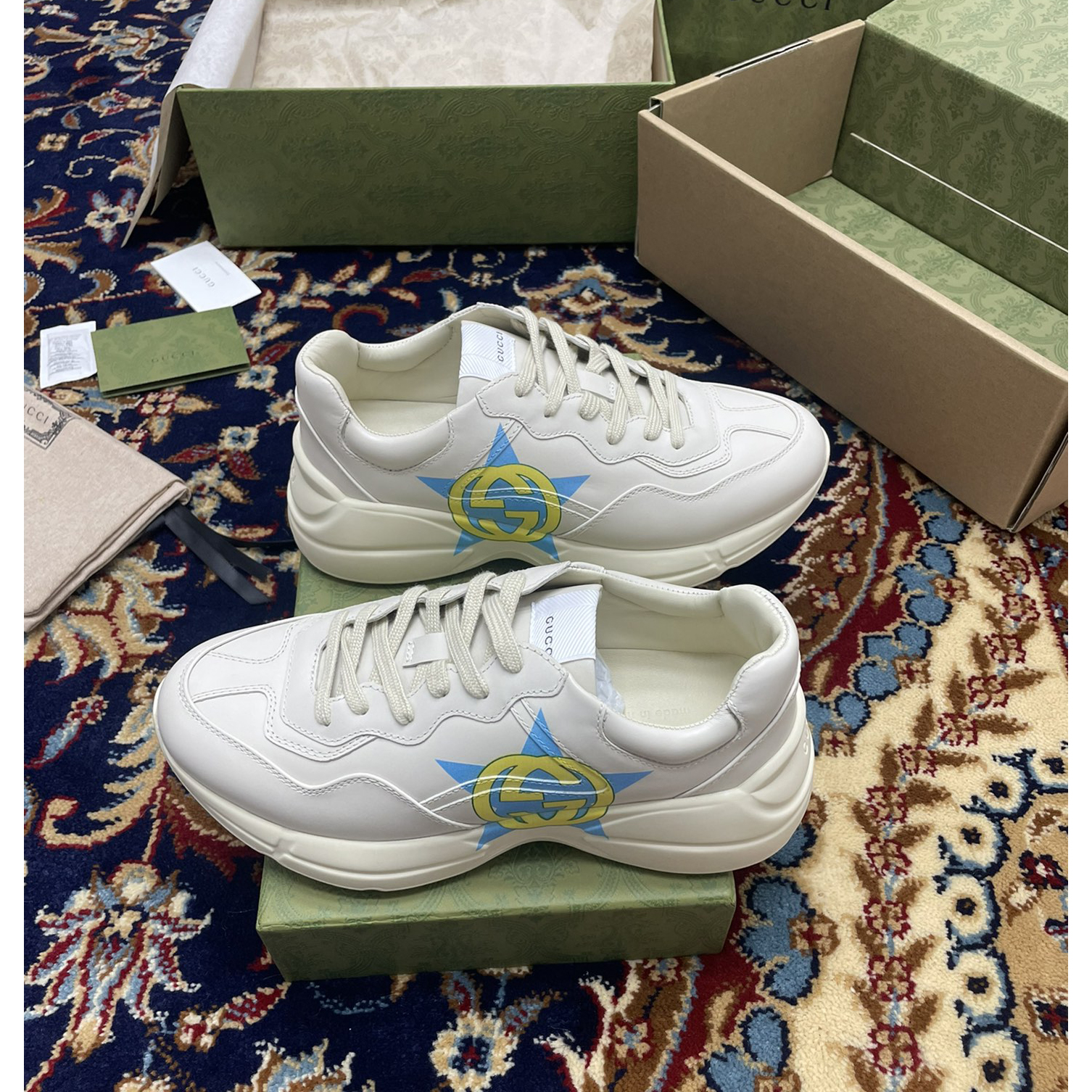 Gucci Men's Rhyton Star Print Sneakers - PerfectKickZ