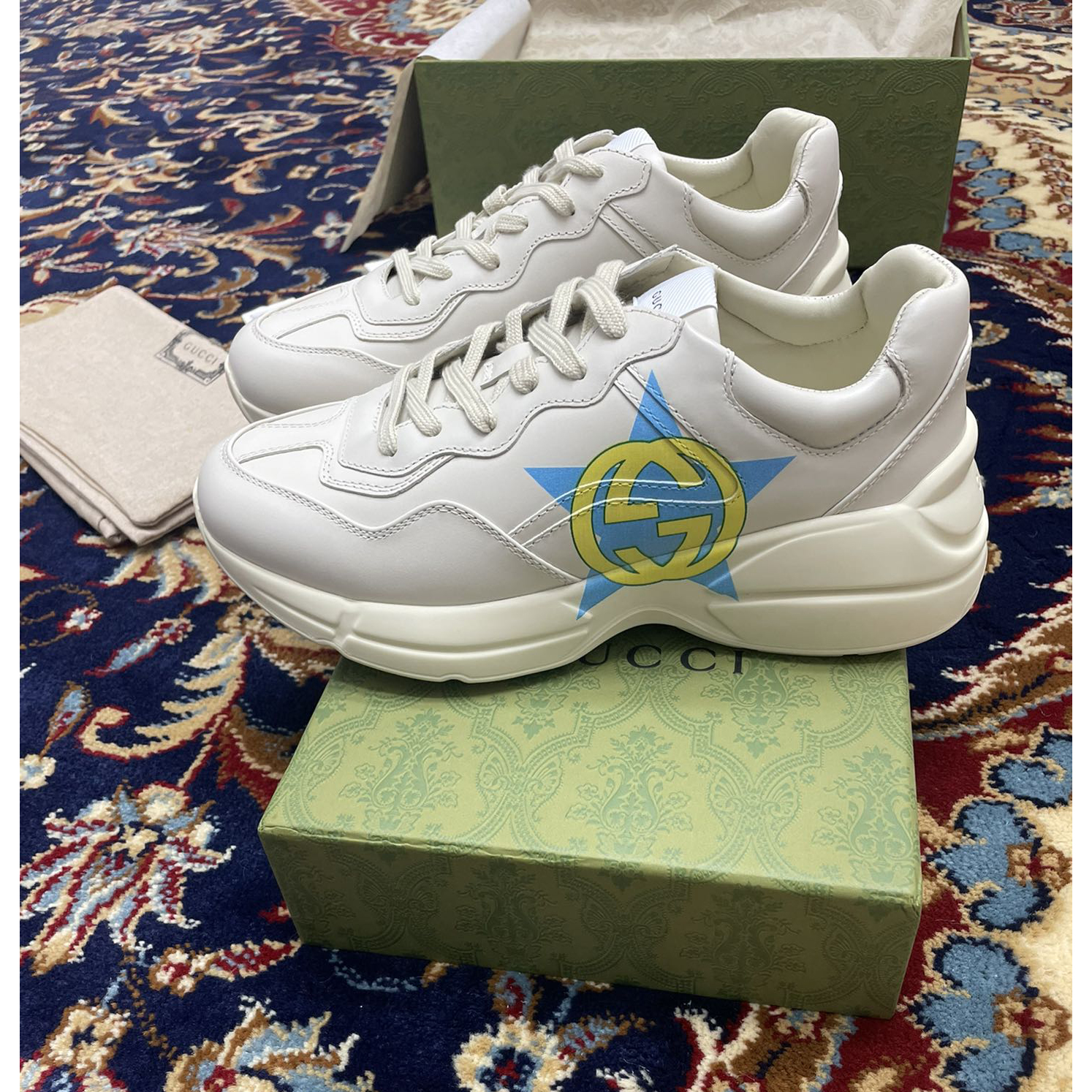 Gucci Men's Rhyton Star Print Sneakers - PerfectKickZ