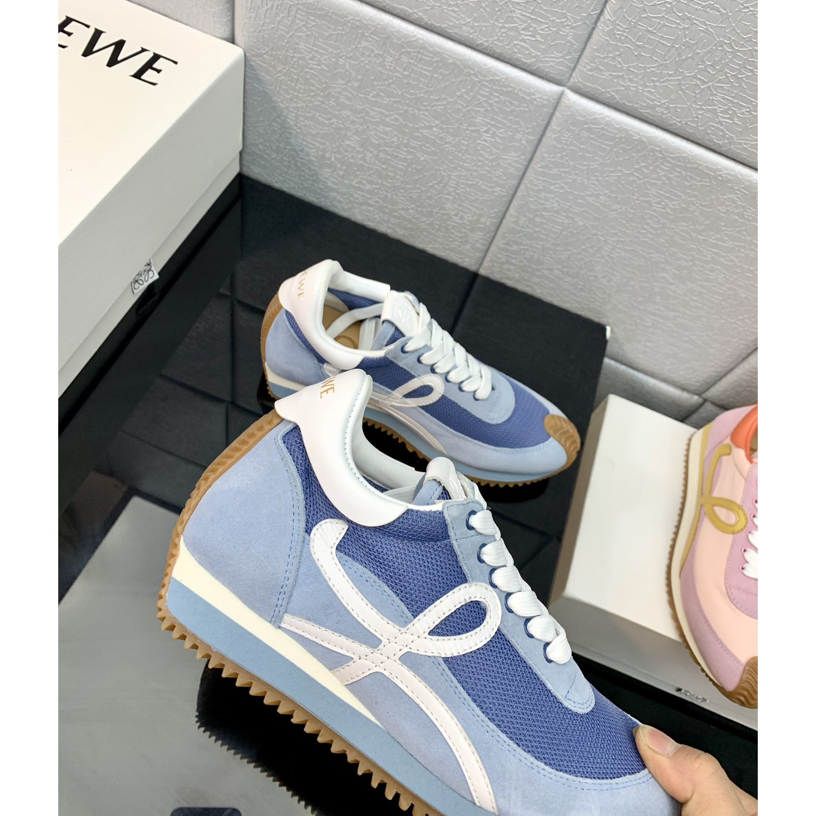 Loewe Flow Runner In Technical Mesh And Suede - 