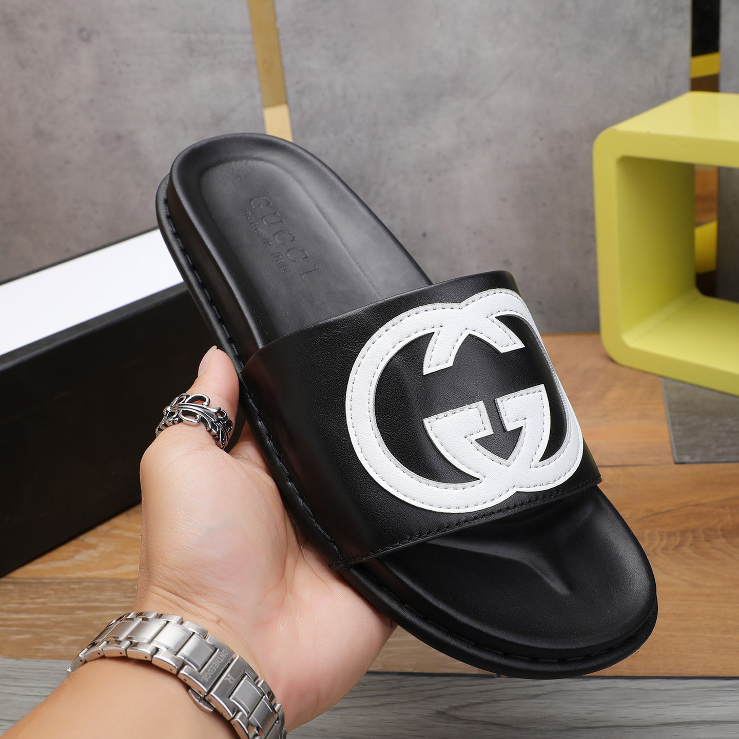 Gucci GG Rubber Slide Sandal - PerfectKickZ