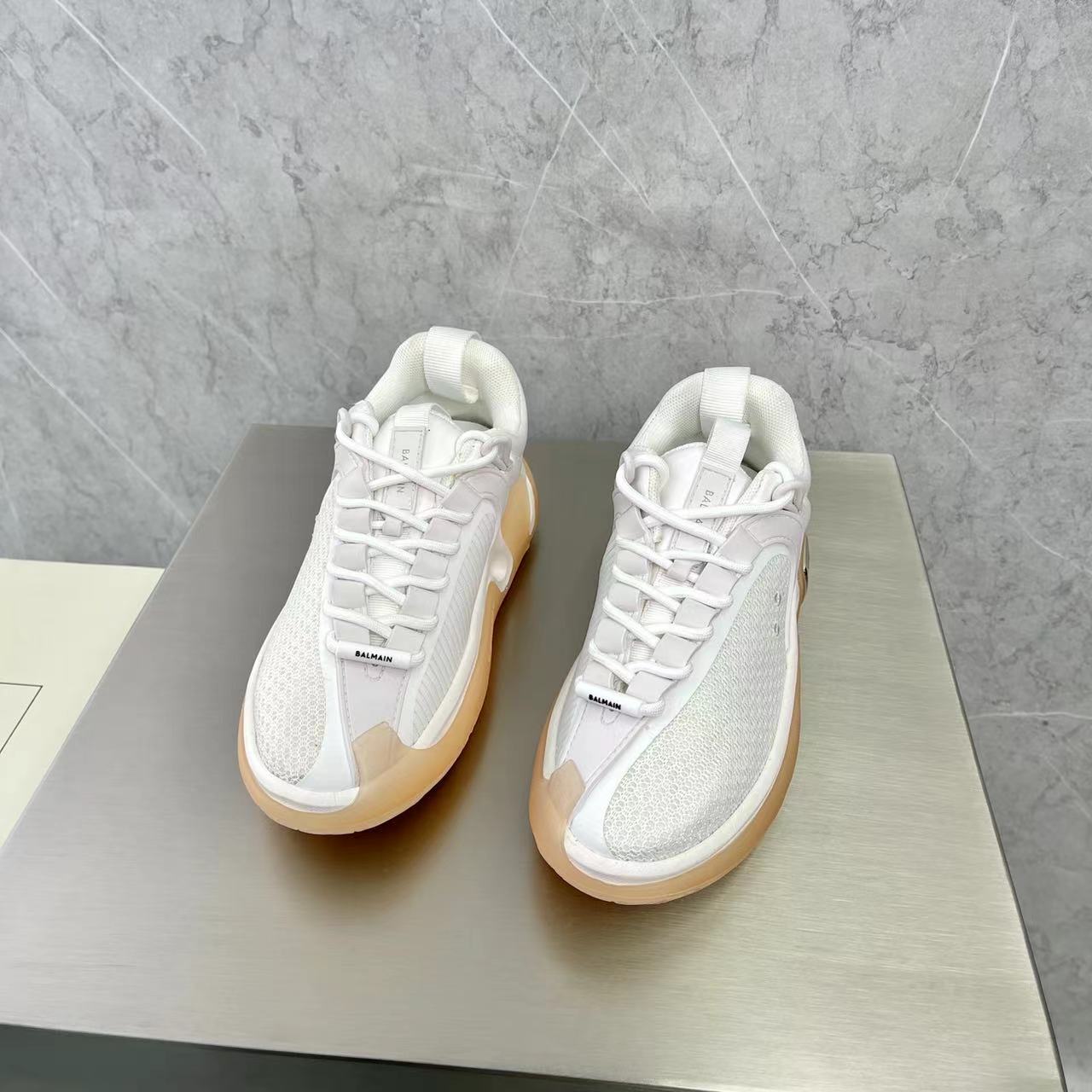 Balmain Bicolor Gummy Leather And Mesh B-Runner Sneakers - 