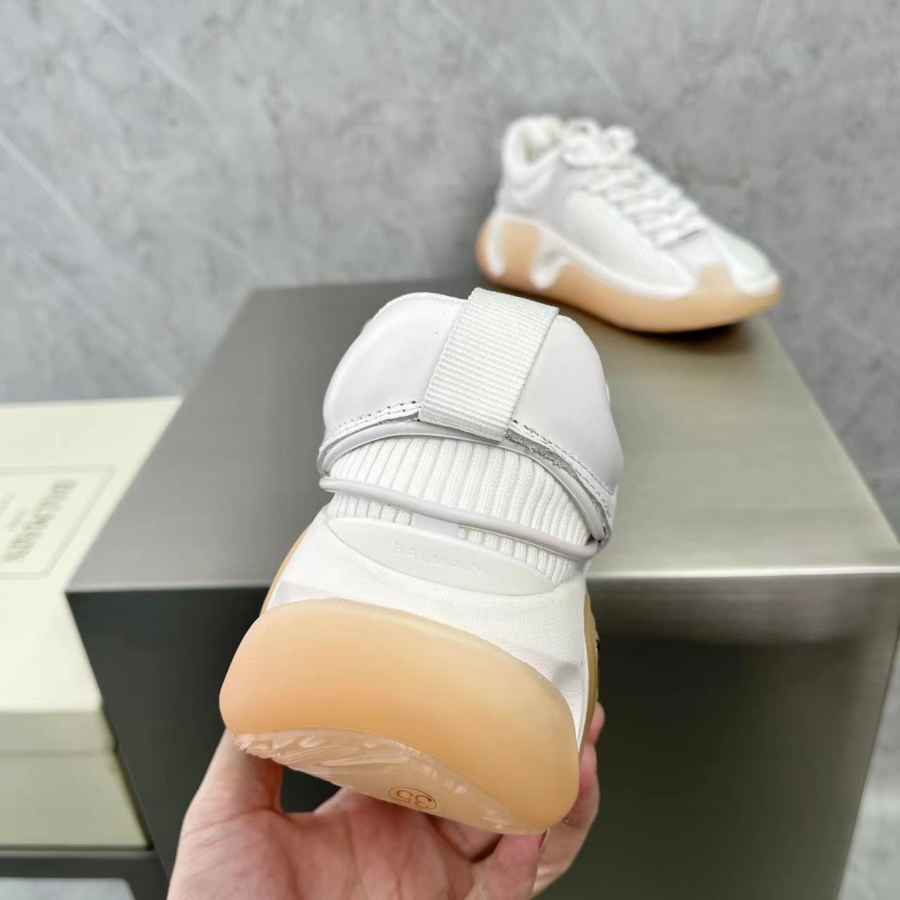 Balmain Bicolor Gummy Leather And Mesh B-Runner Sneakers - 
