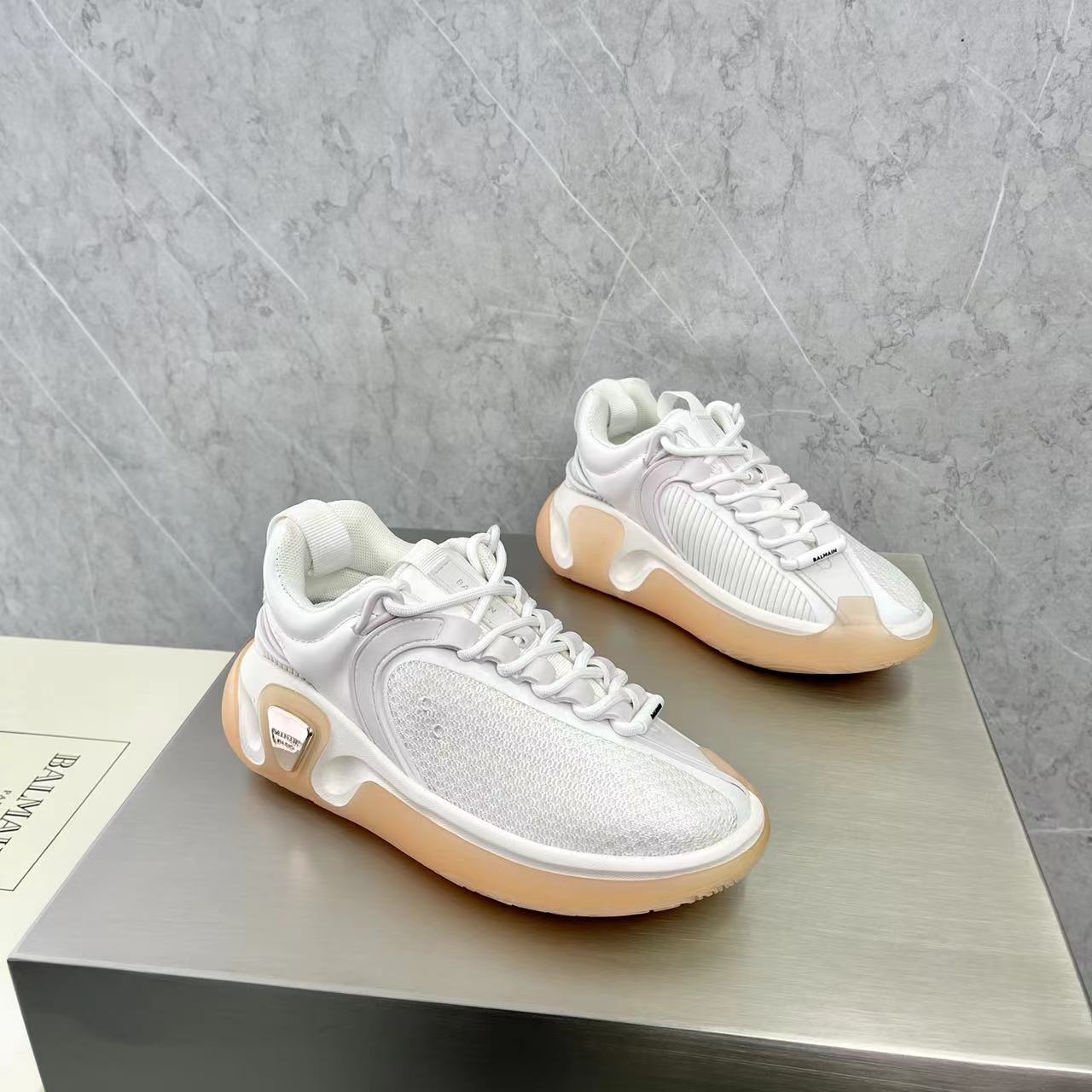Balmain Bicolor Gummy Leather And Mesh B-Runner Sneakers - PerfectKickZ