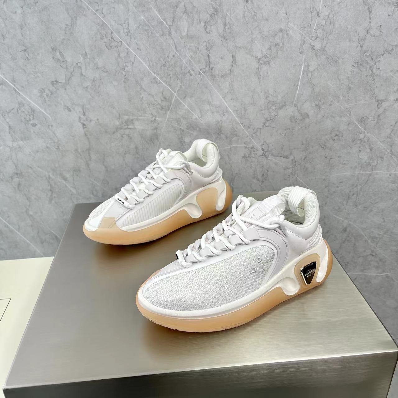 Balmain Bicolor Gummy Leather And Mesh B-Runner Sneakers - PerfectKickZ