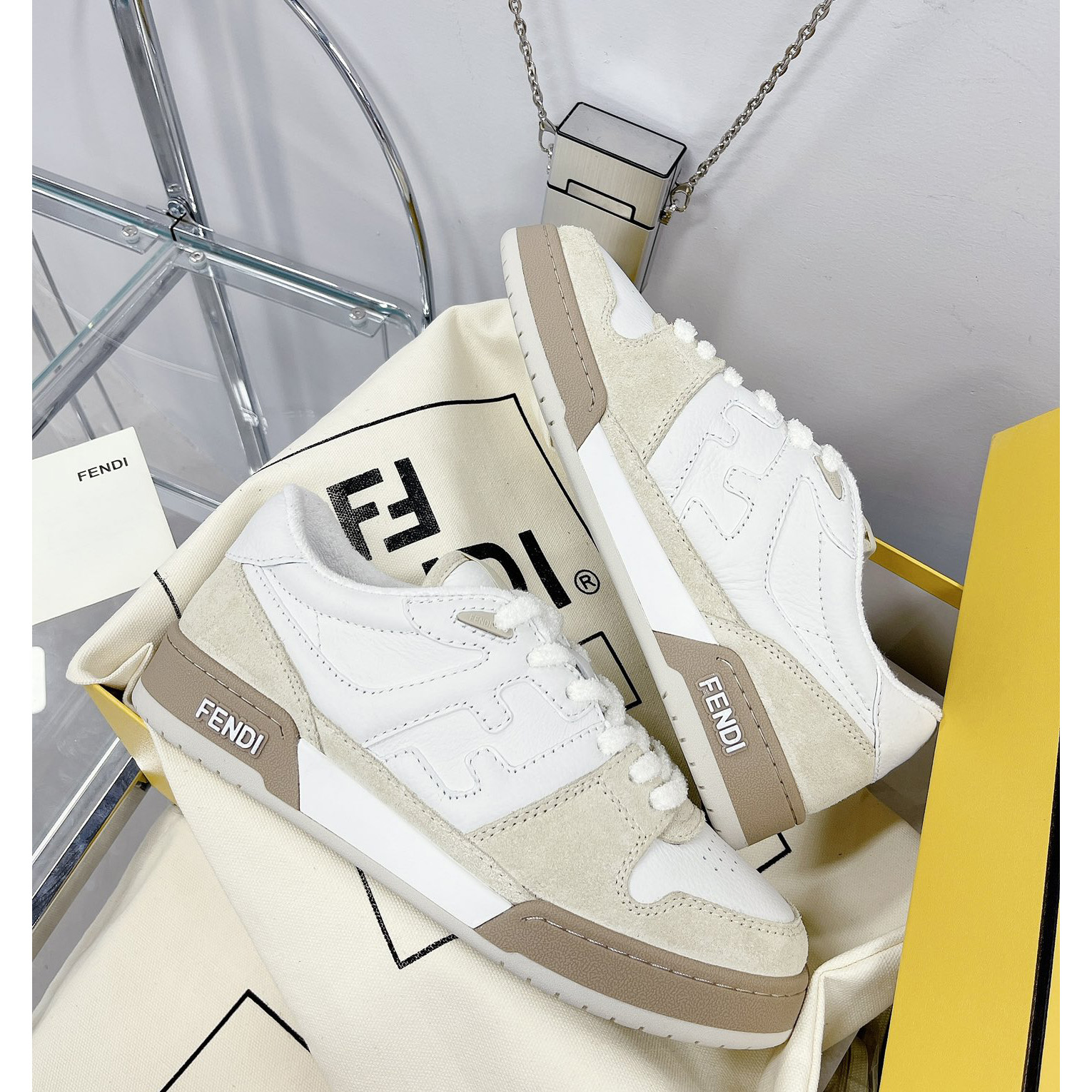 Fendi Match White Suede Low Tops Sneaker(Upon UK size) - PerfectKickZ