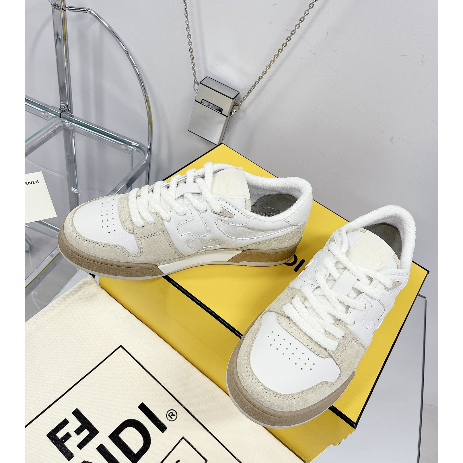 Fendi Match White Suede Low Tops Sneaker(Upon UK size) - PerfectKickZ