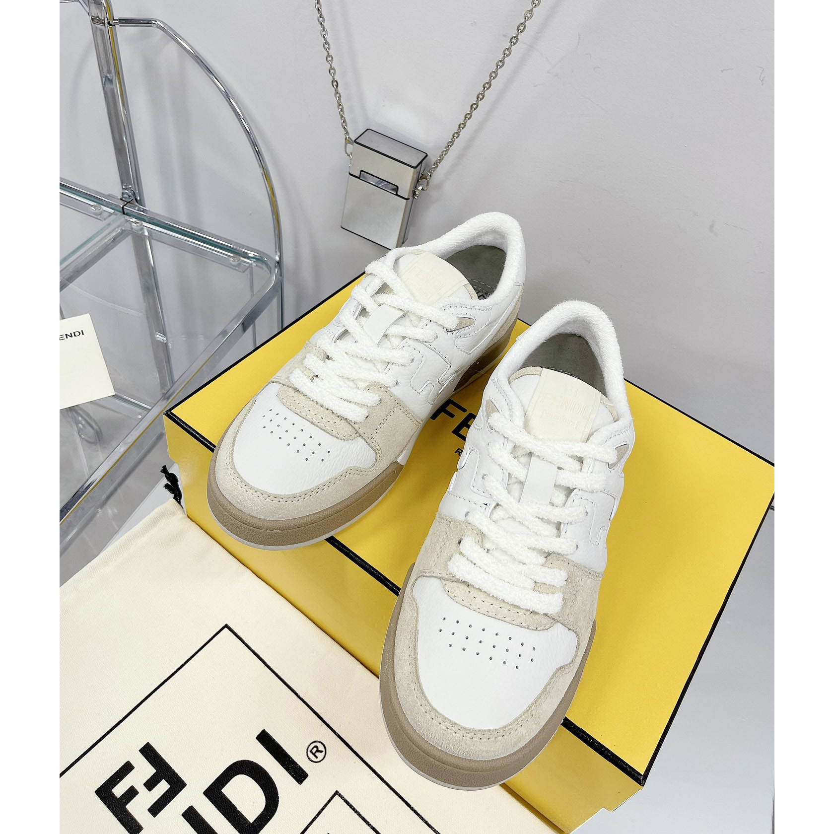 Fendi Match White Suede Low Tops Sneaker(Upon UK size) - PerfectKickZ