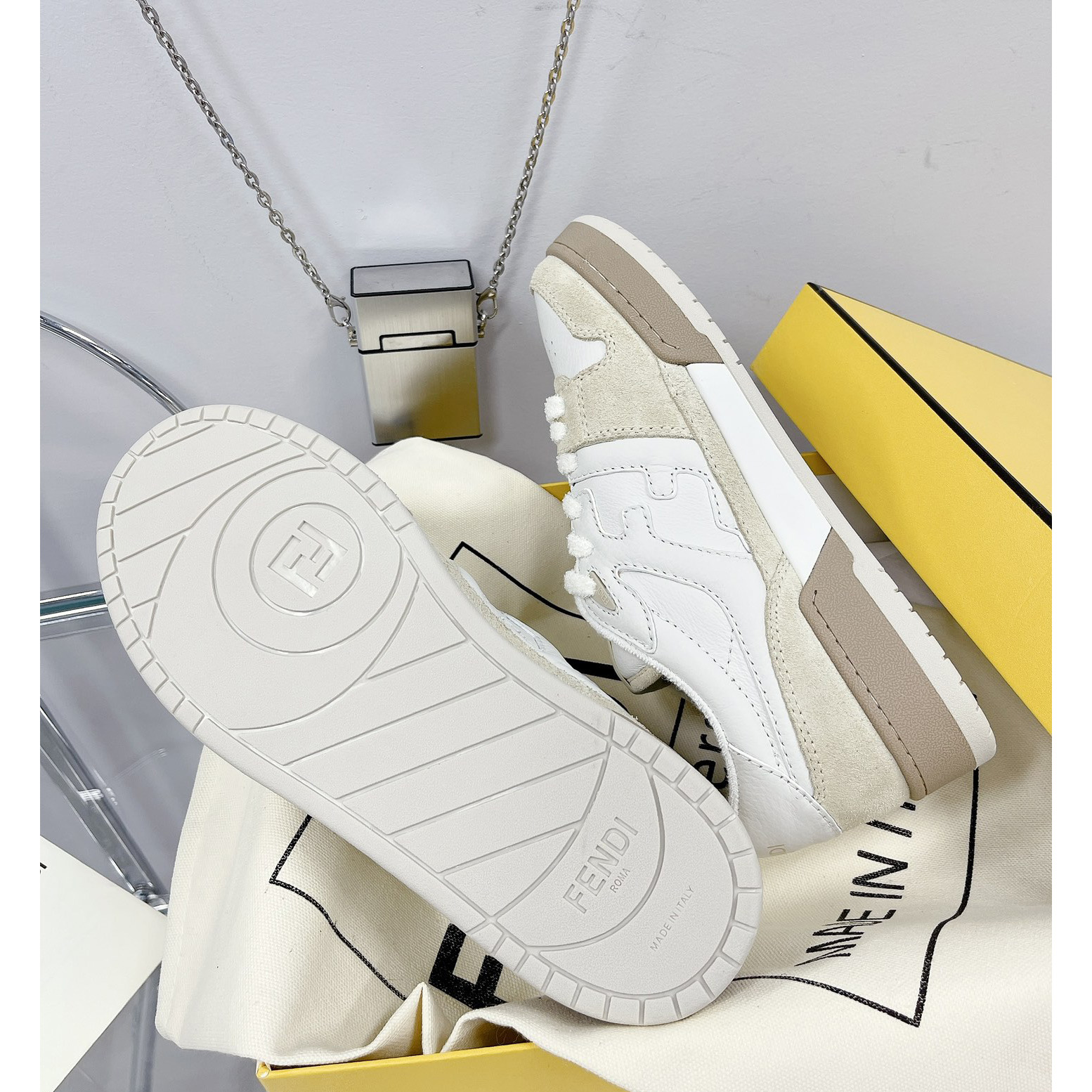 Fendi Match White Suede Low Tops Sneaker(Upon UK size) - PerfectKickZ