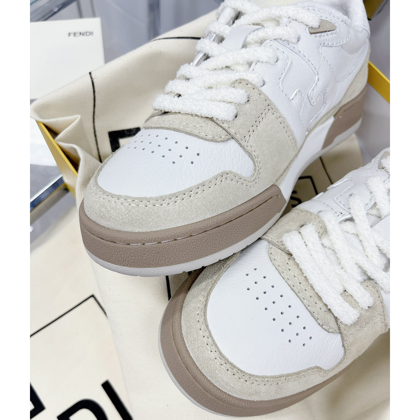 Fendi Match White Suede Low Tops Sneaker(Upon UK size) - PerfectKickZ