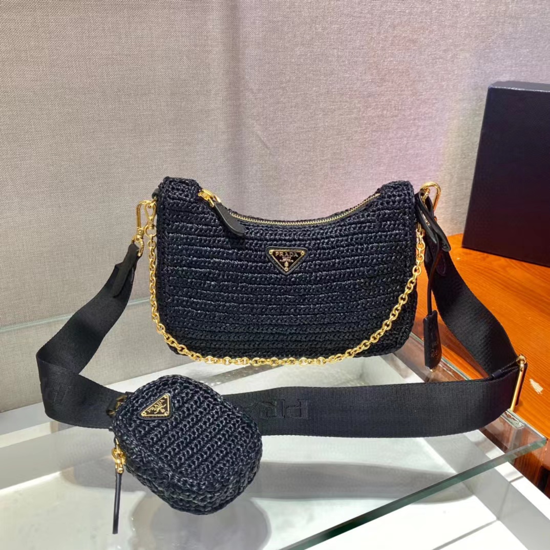 Prada Re-Edition 2005 Raffia Bag (23-16-7cm)  1BH204   - PerfectKickZ