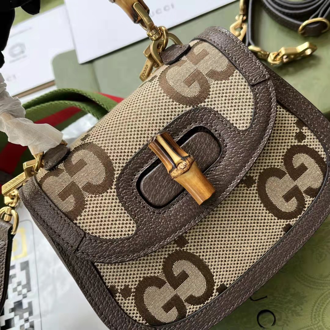Gucci GG Bamboo Handle Bag（17-12-7.5CM） - PerfectKickZ