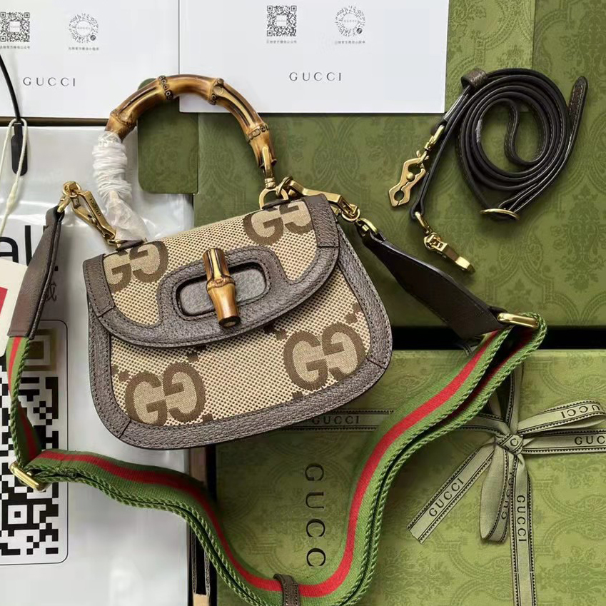 Gucci GG Bamboo Handle Bag（17-12-7.5CM） - PerfectKickZ