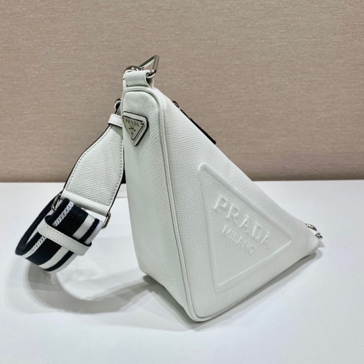 Prada Saffiano Prada Triangle Bag In White(28-18-11cm) - PerfectKickZ