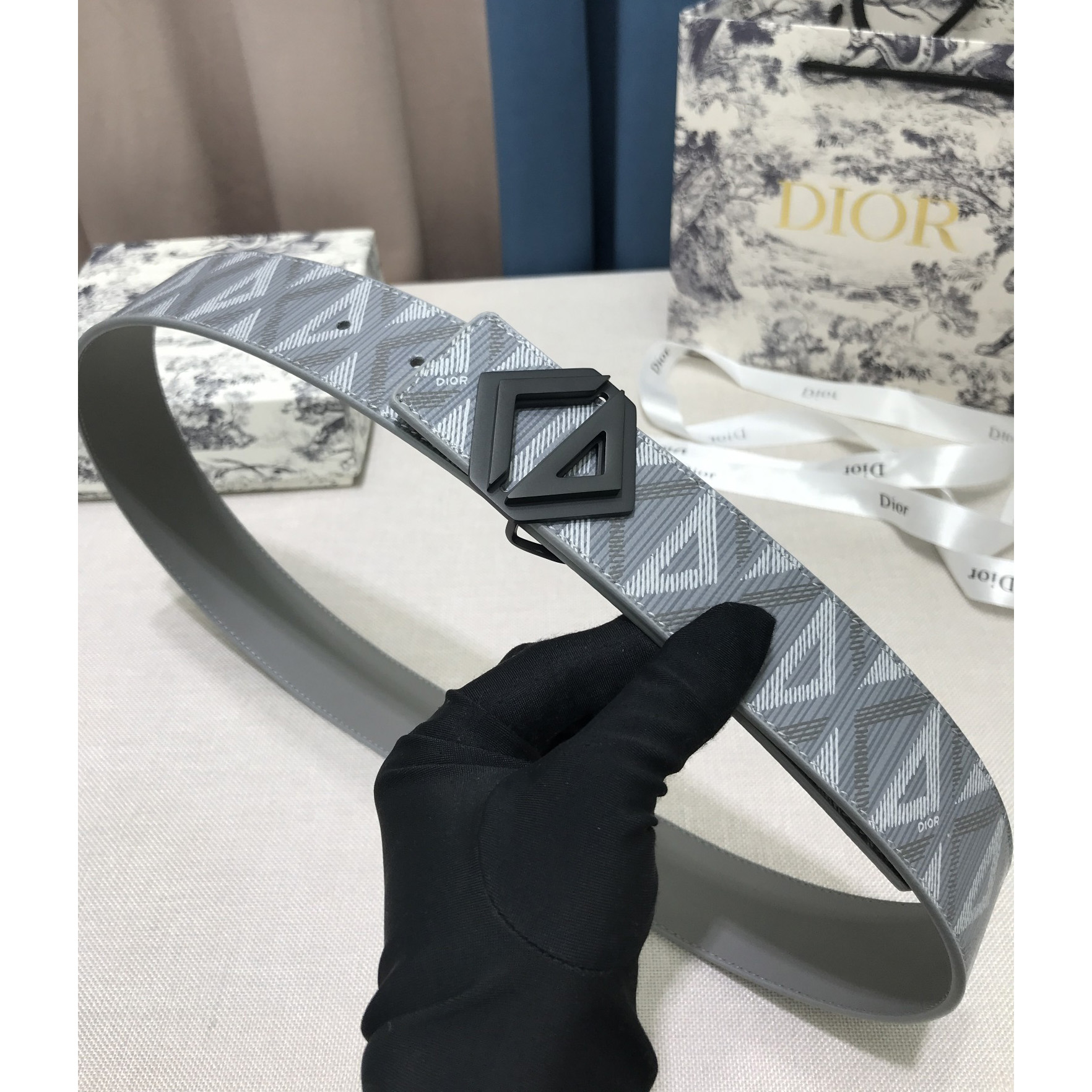 Dior CD Diamond Print  40mm Reversible Belt  - PerfectKickZ