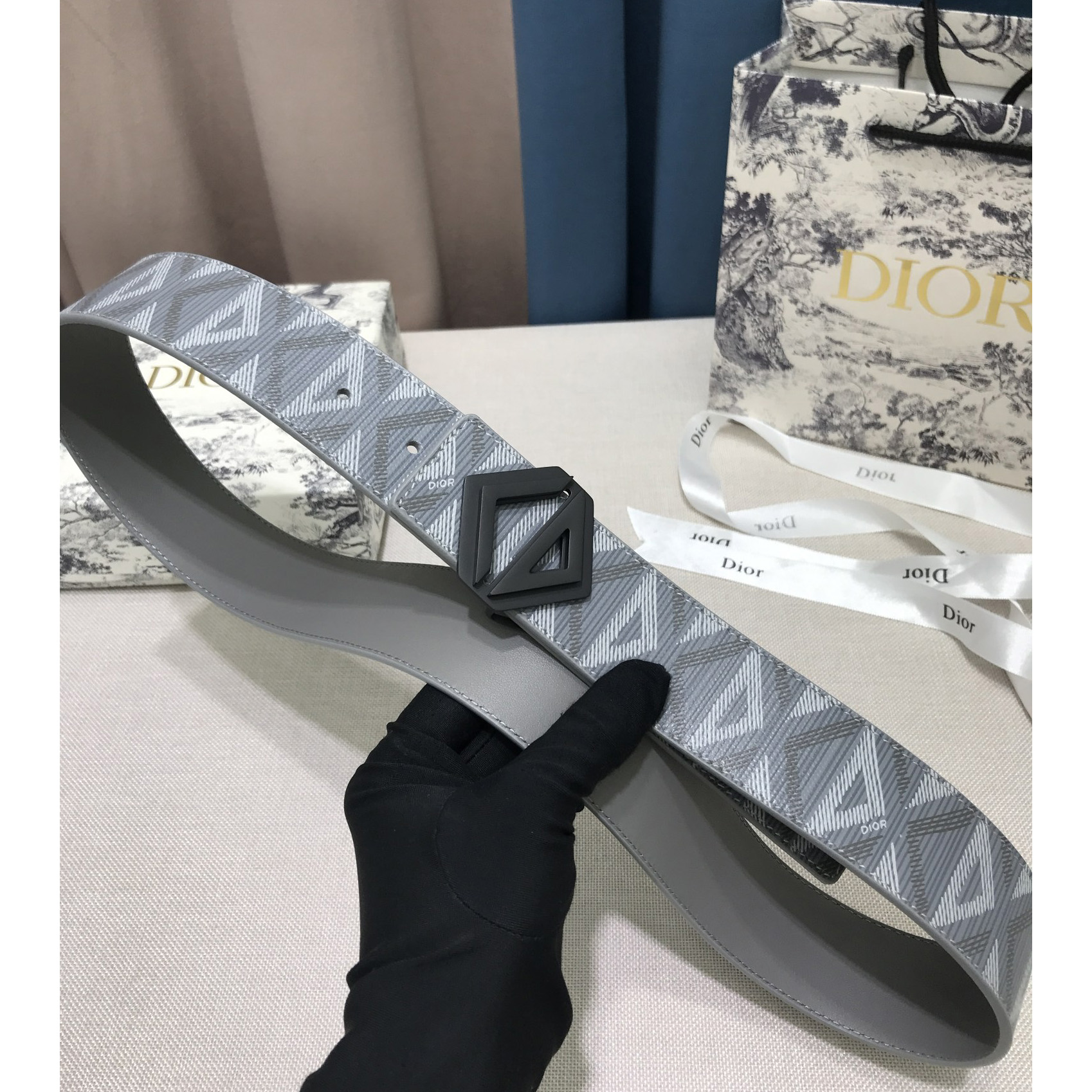 Dior CD Diamond Print  40mm Reversible Belt  - PerfectKickZ
