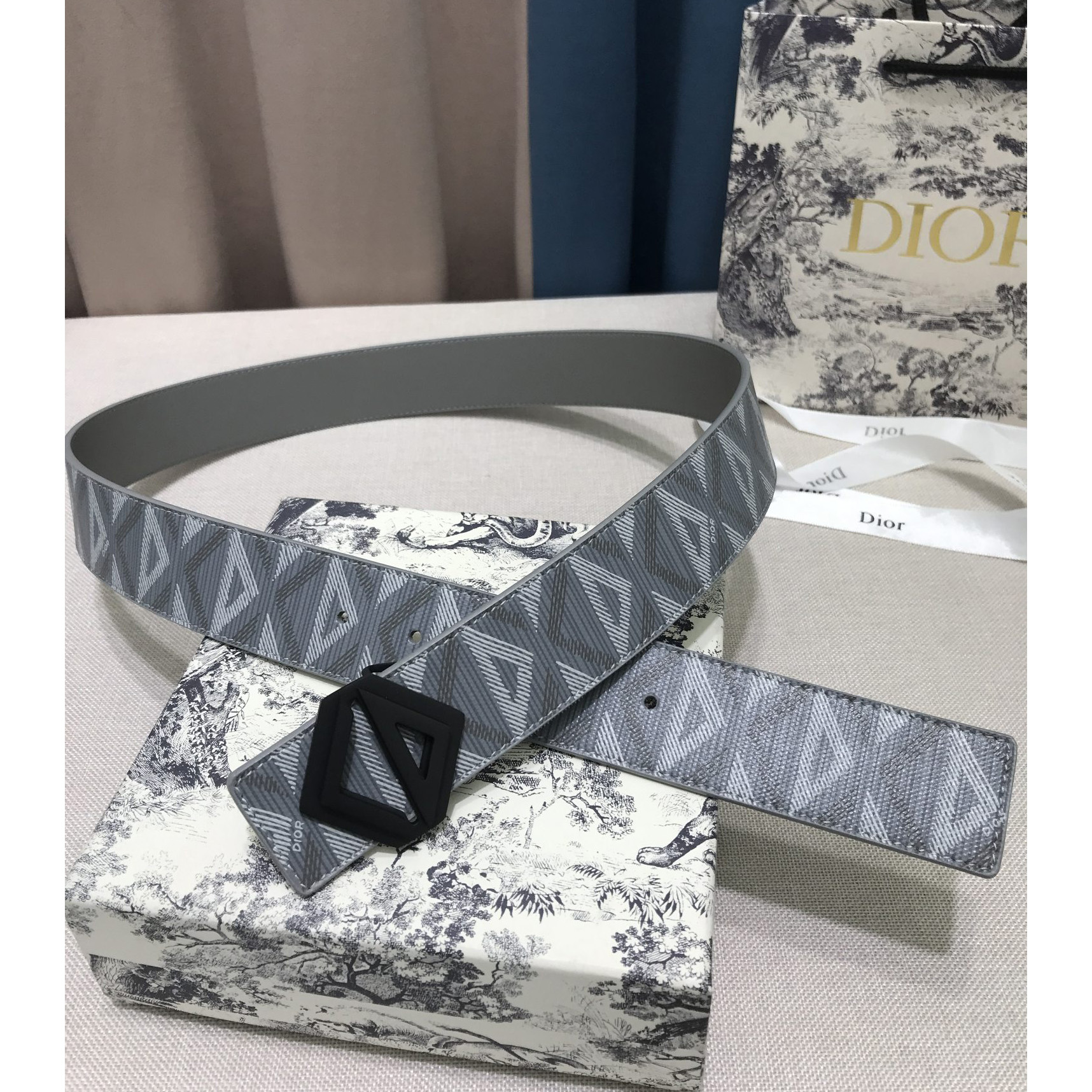 Dior CD Diamond Print  40mm Reversible Belt  - PerfectKickZ
