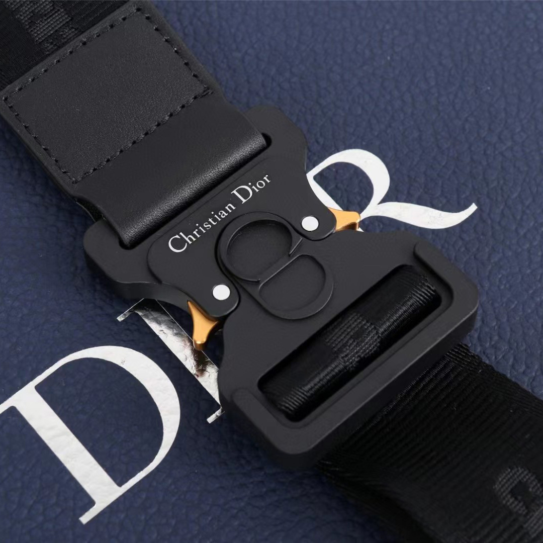 Dior Black CD Diamond Canvas And Smooth Calfskin Saddle Bag(26-19-4.5cm) - PerfectKickZ