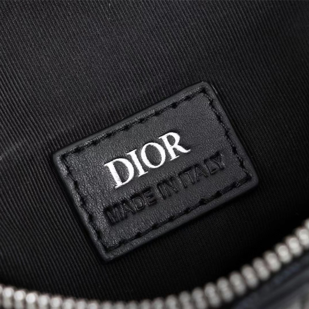 Dior Black CD Diamond Canvas And Smooth Calfskin Saddle Bag(26-19-4.5cm) - PerfectKickZ