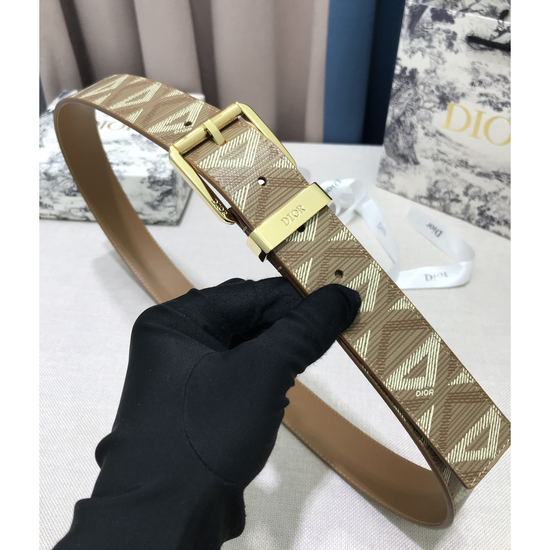 Dior CD Diamond Print  35mm Belt  - PerfectKickZ