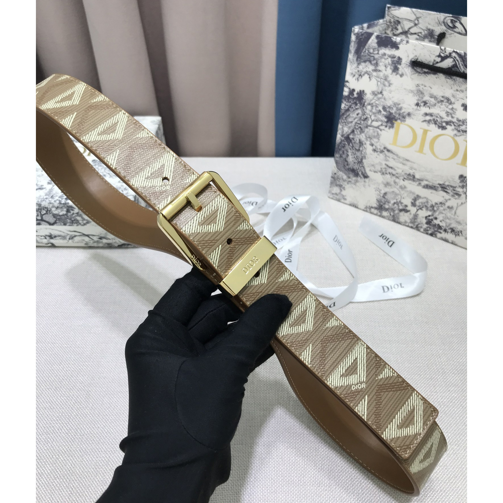 Dior CD Diamond Print  35mm Belt  - PerfectKickZ