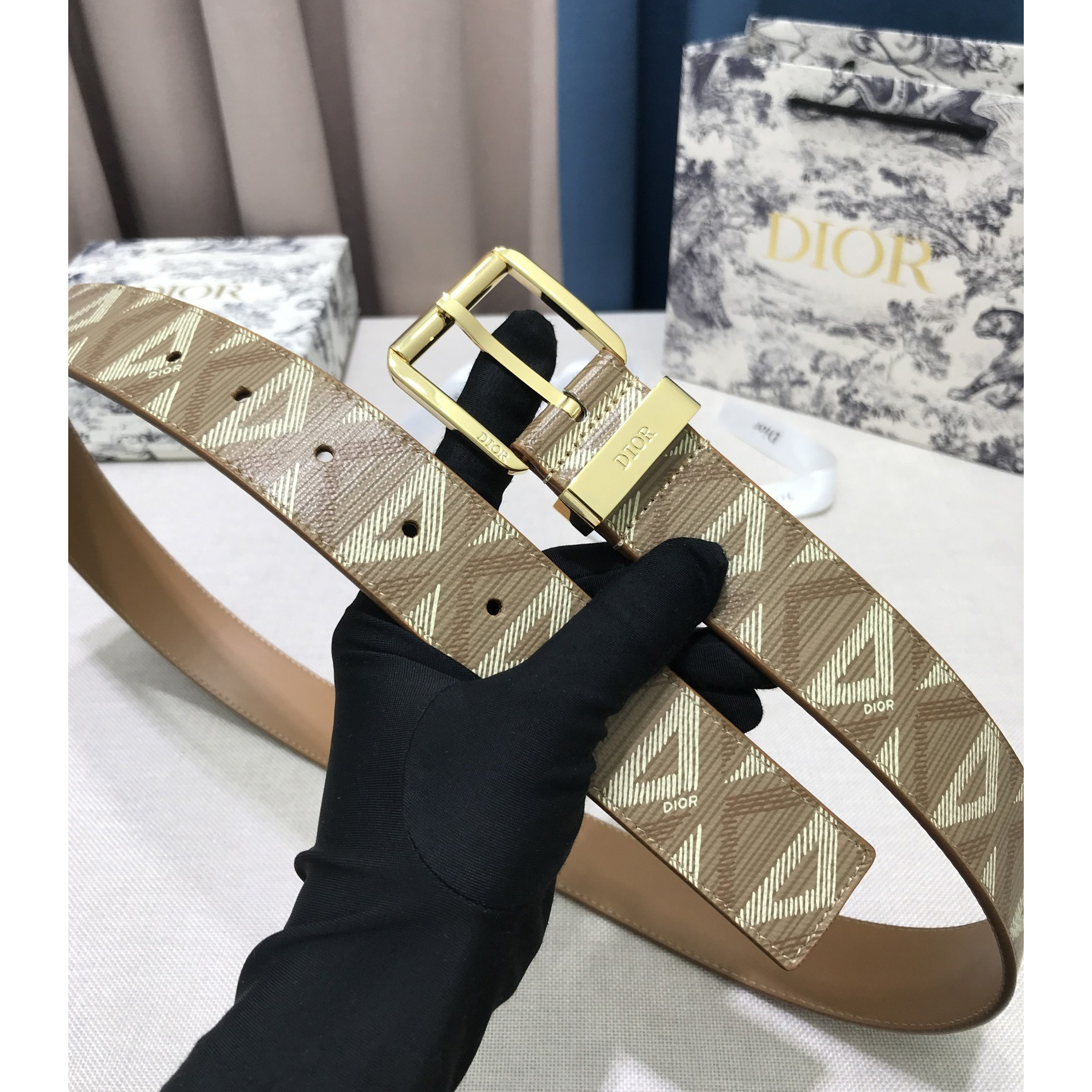 Dior CD Diamond Print  35mm Belt  - PerfectKickZ