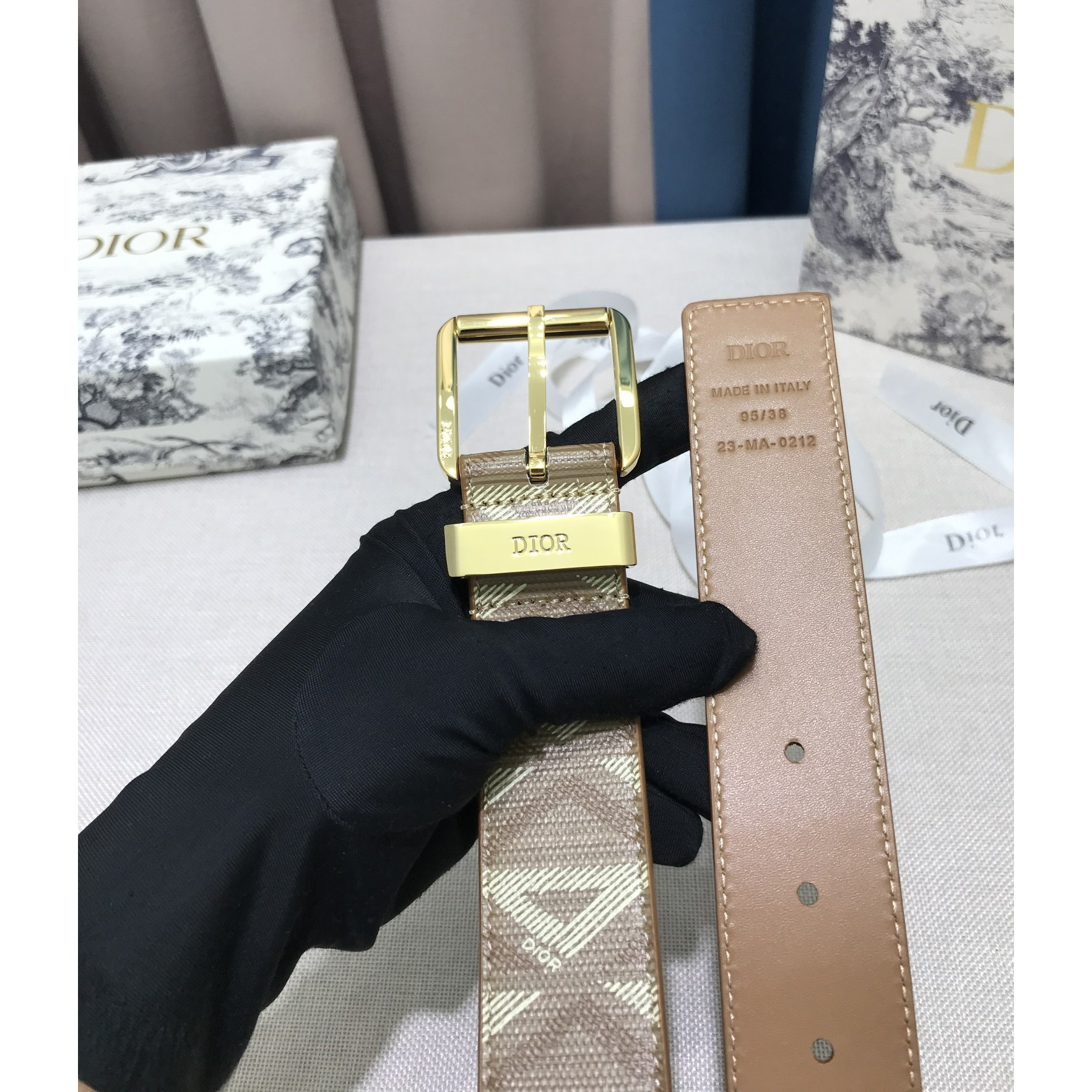 Dior CD Diamond Print  35mm Belt  - PerfectKickZ