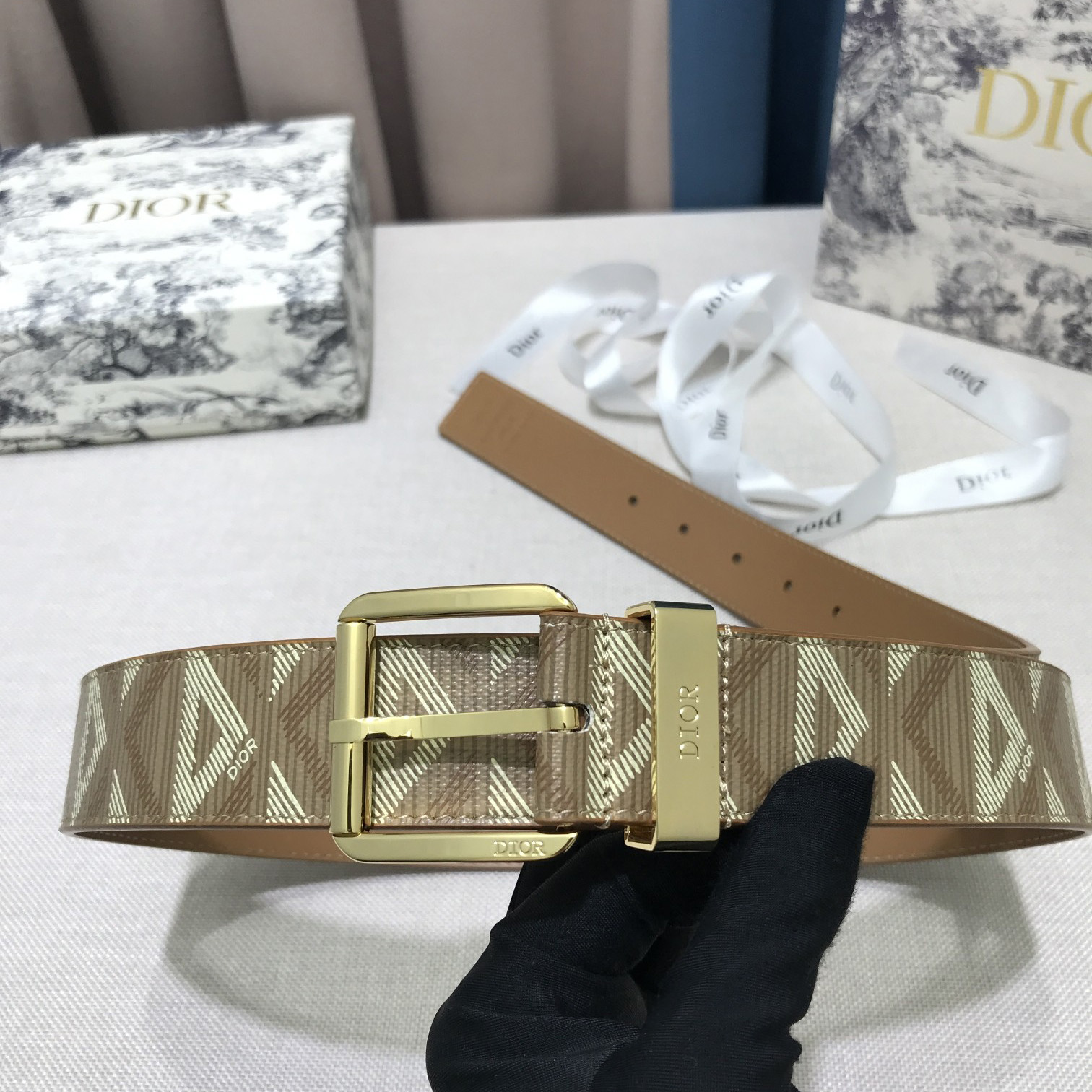 Dior CD Diamond Print  35mm Belt  - PerfectKickZ