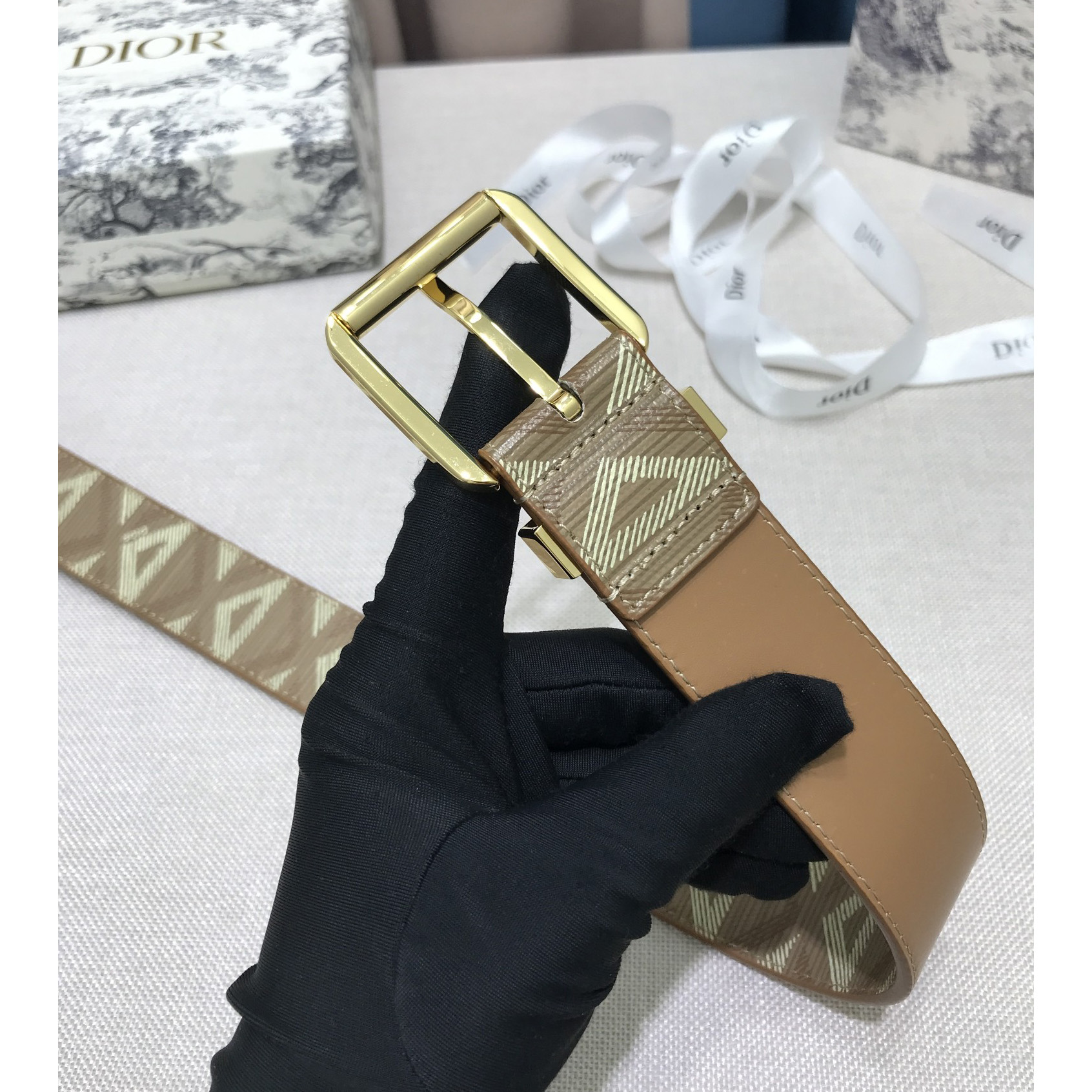 Dior CD Diamond Print  35mm Belt  - PerfectKickZ