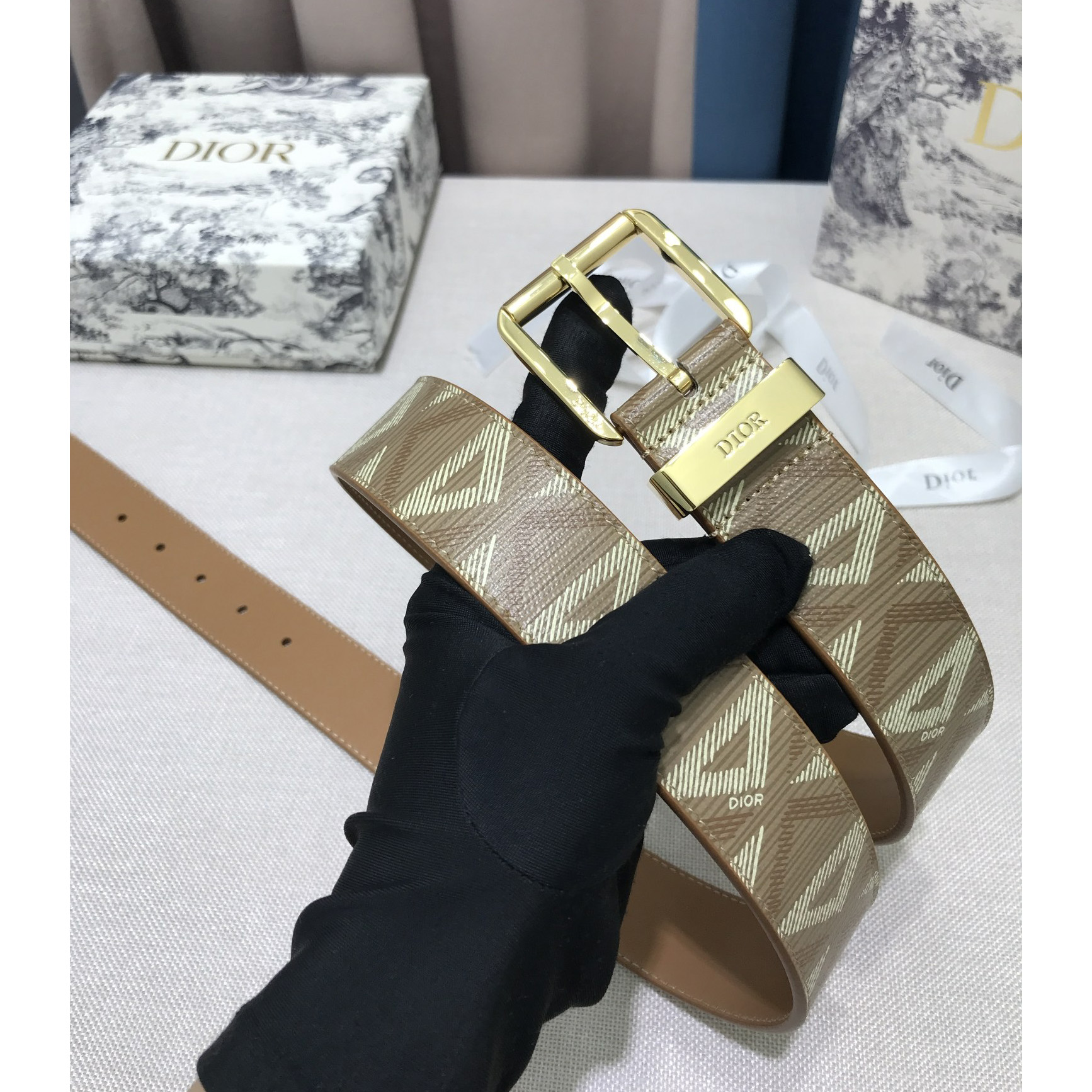 Dior CD Diamond Print  35mm Belt  - PerfectKickZ