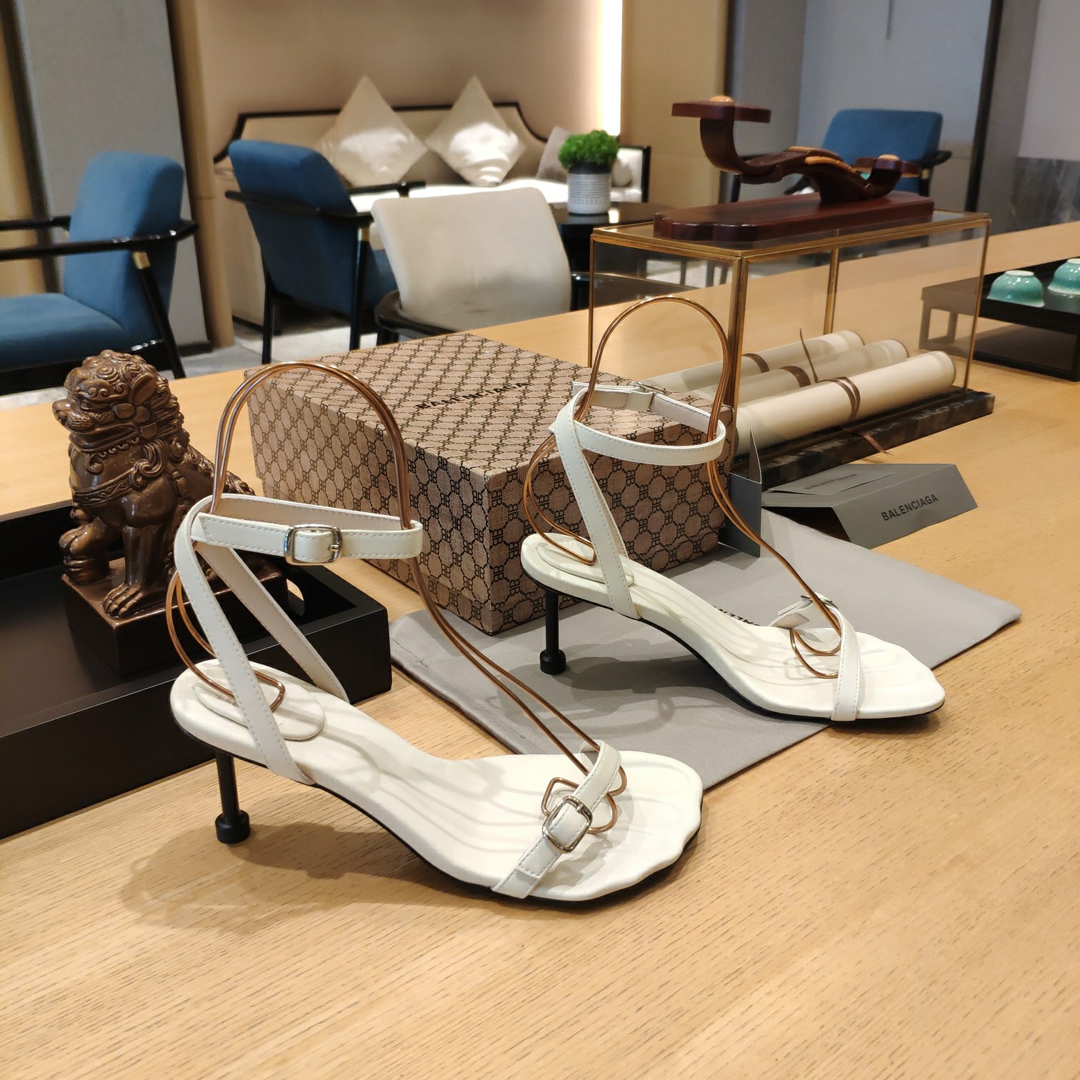 Balenciaga Logo High Heeled Sandals (7CM) - PerfectKickZ