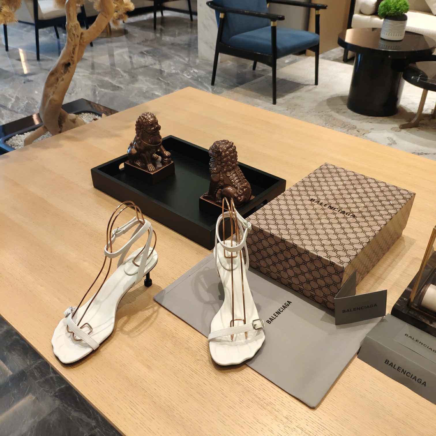 Balenciaga Logo High Heeled Sandals (7CM) - PerfectKickZ