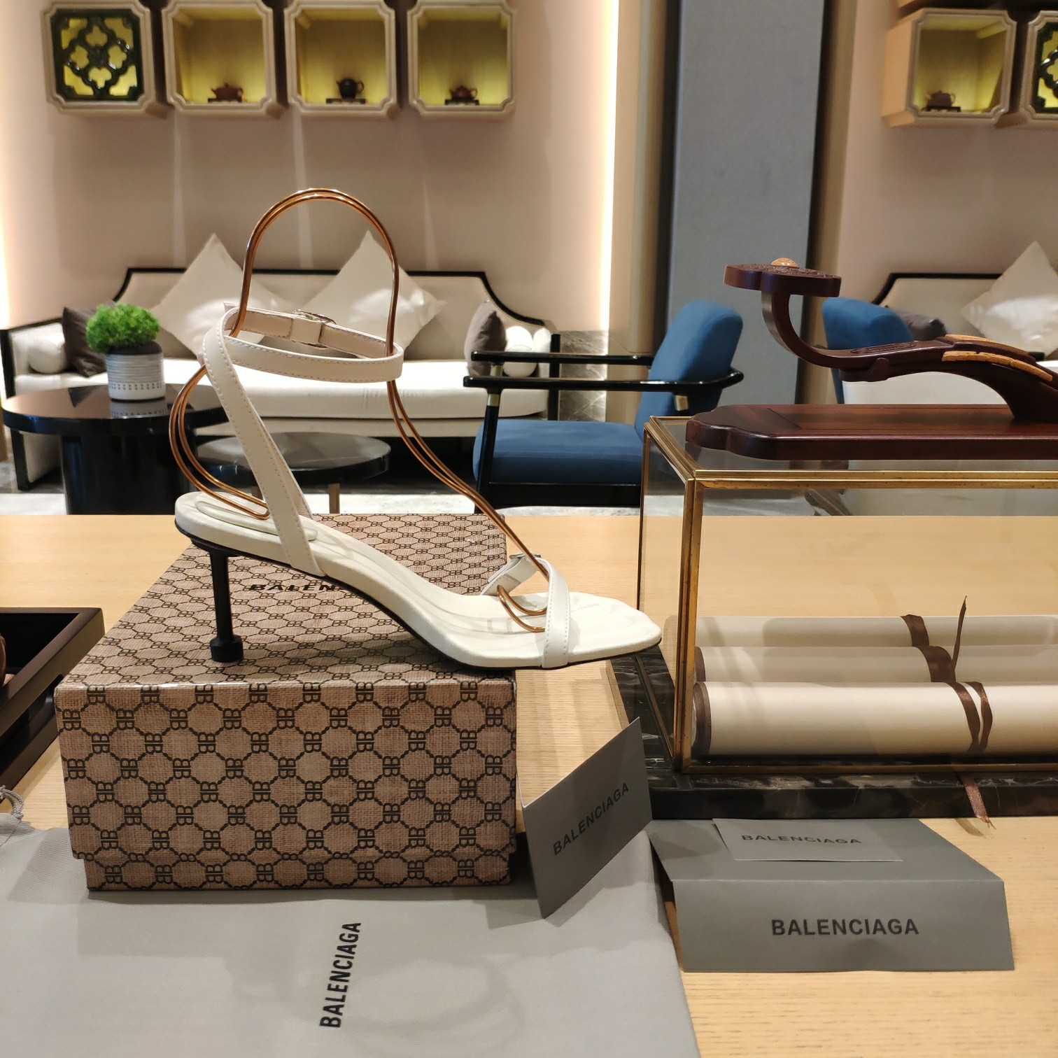 Balenciaga Logo High Heeled Sandals (7CM) - PerfectKickZ