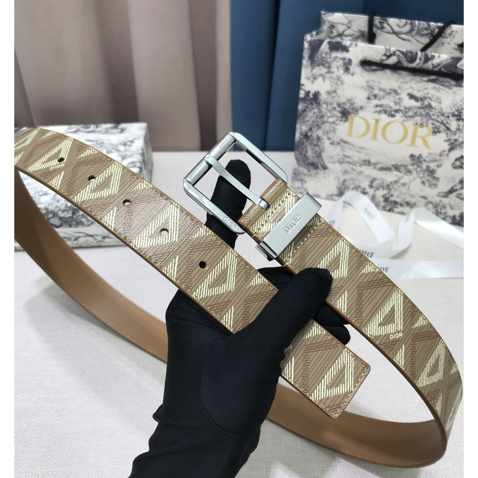 Dior CD Diamond Print  40mm Belt  - PerfectKickZ