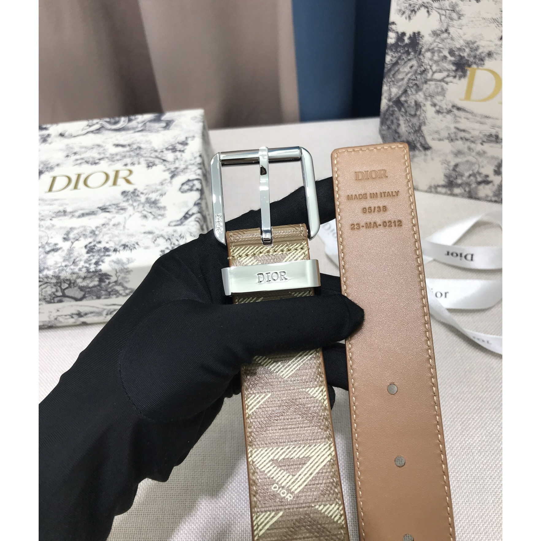 Dior CD Diamond Print  40mm Belt  - PerfectKickZ