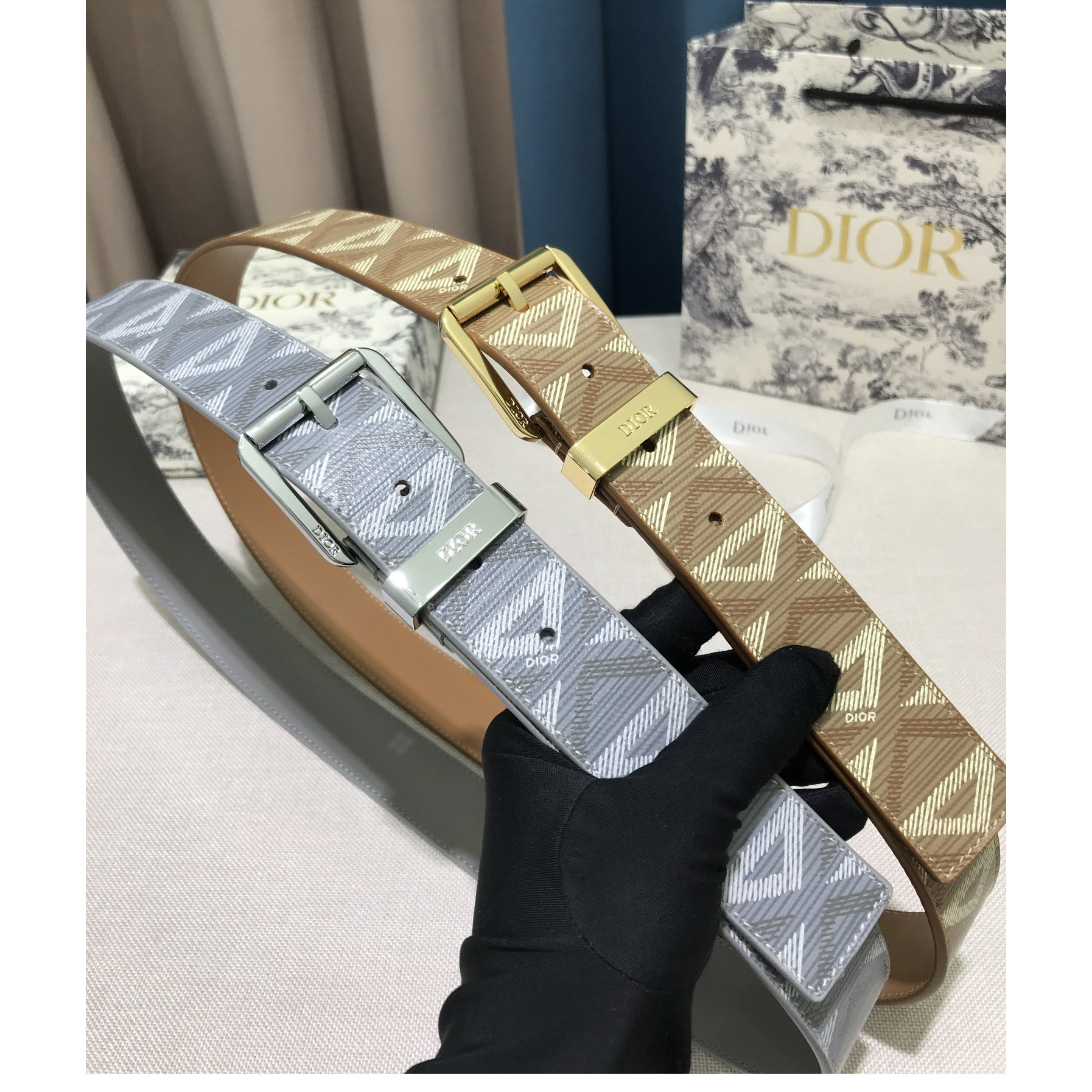 Dior CD Diamond Print  35mm Belt  - PerfectKickZ